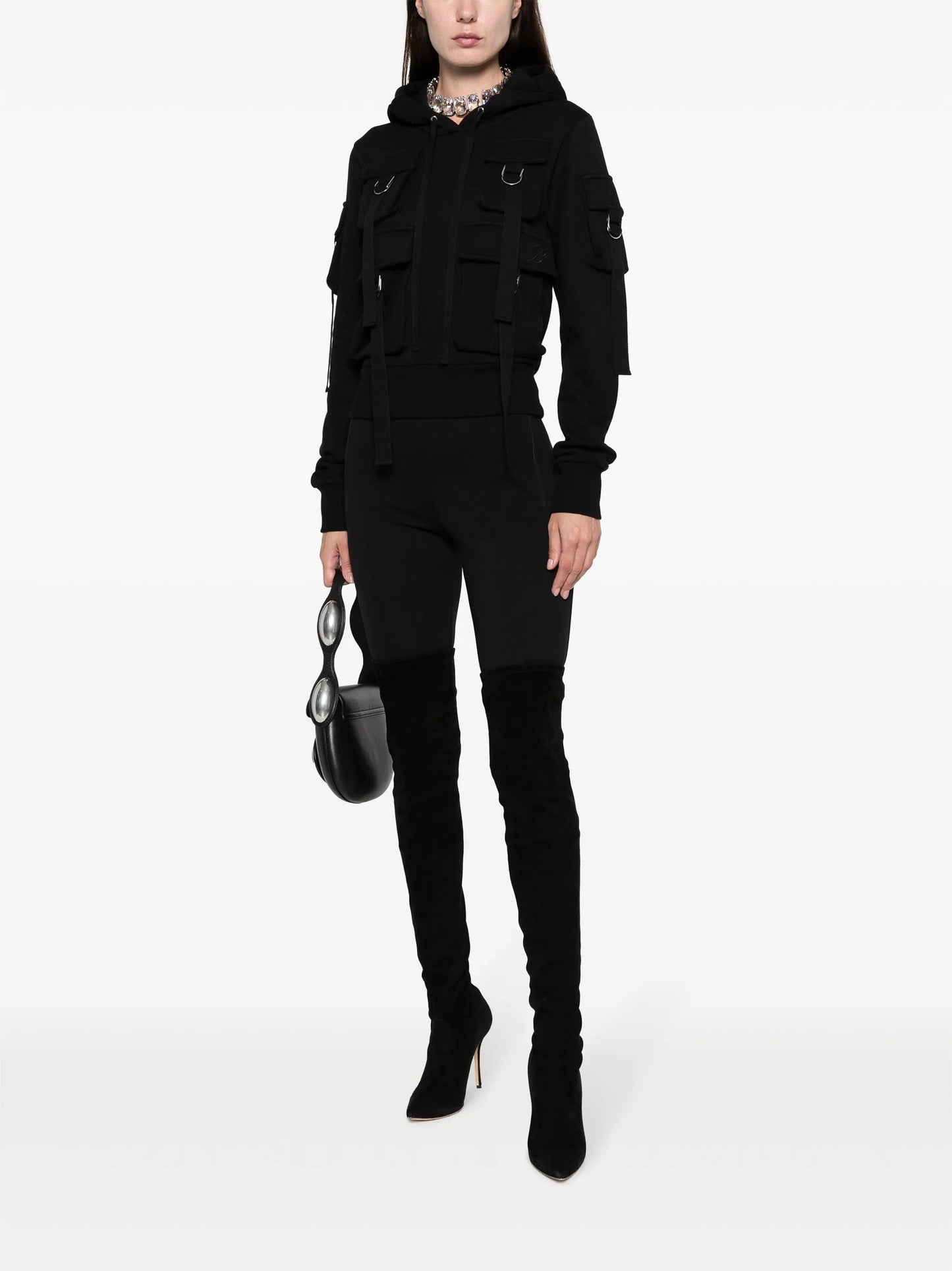 cargo-pockets cotton hoodie