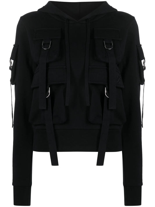 cargo-pockets cotton hoodie