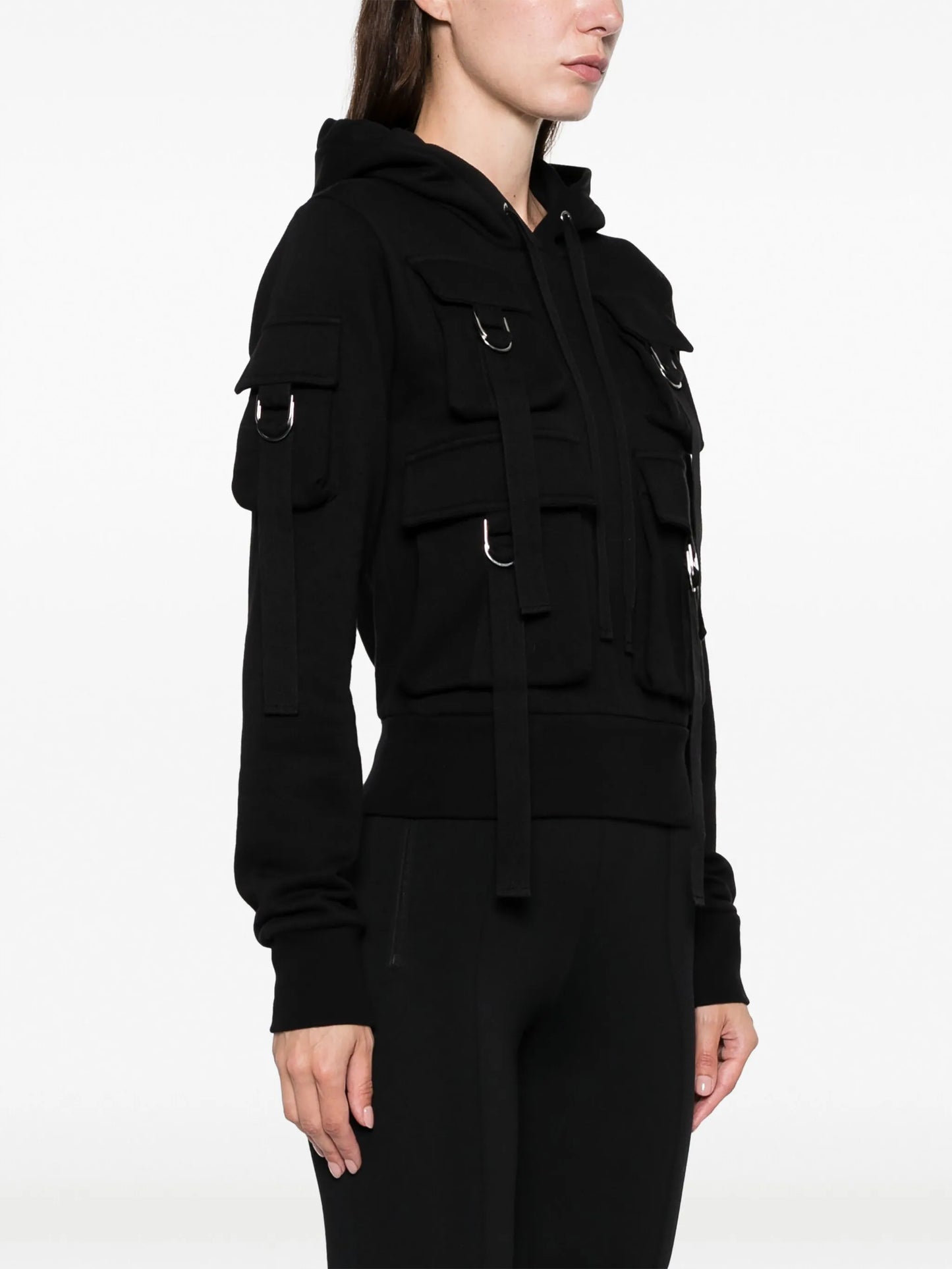 cargo-pockets cotton hoodie