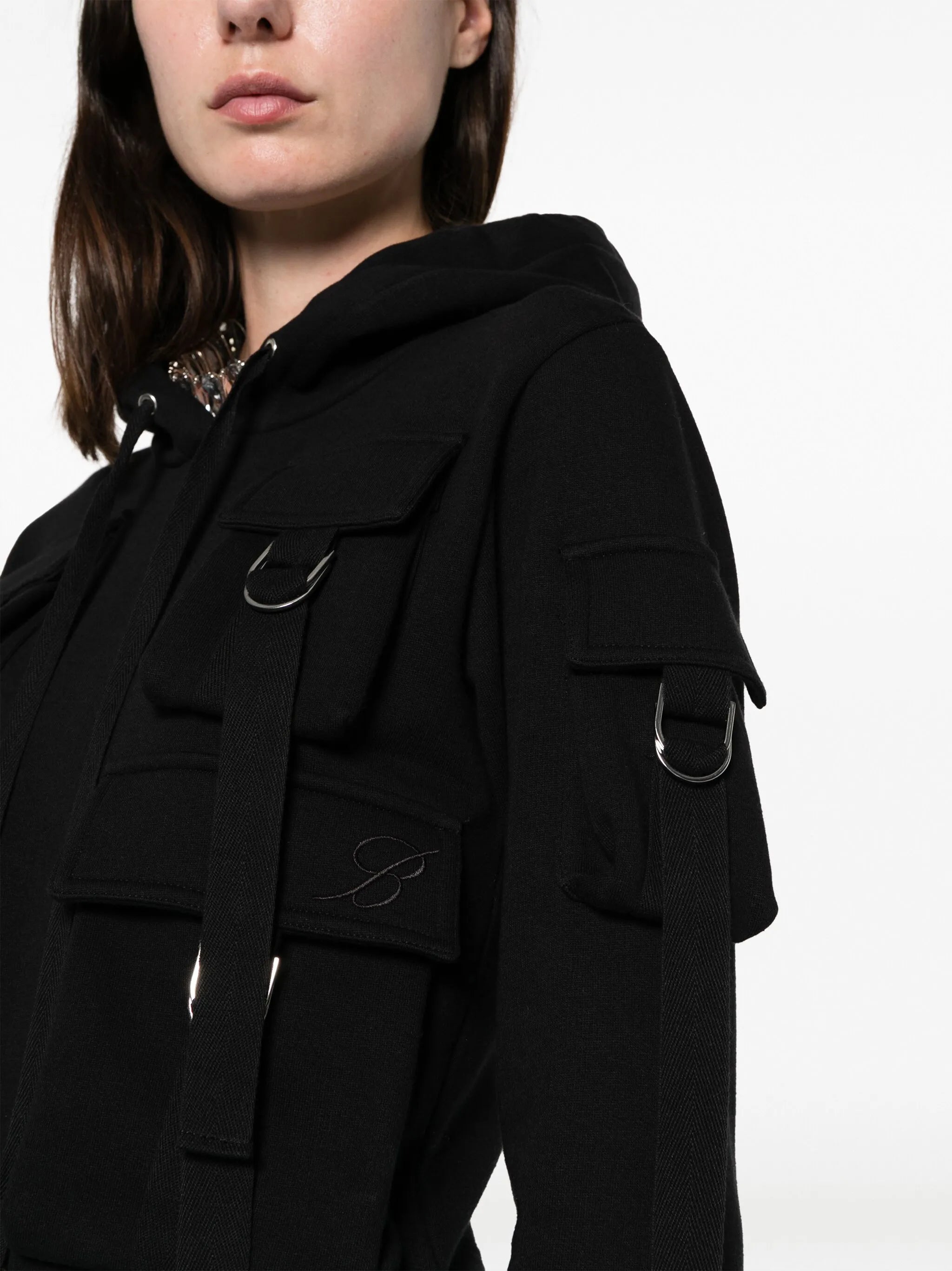 cargo-pockets cotton hoodie