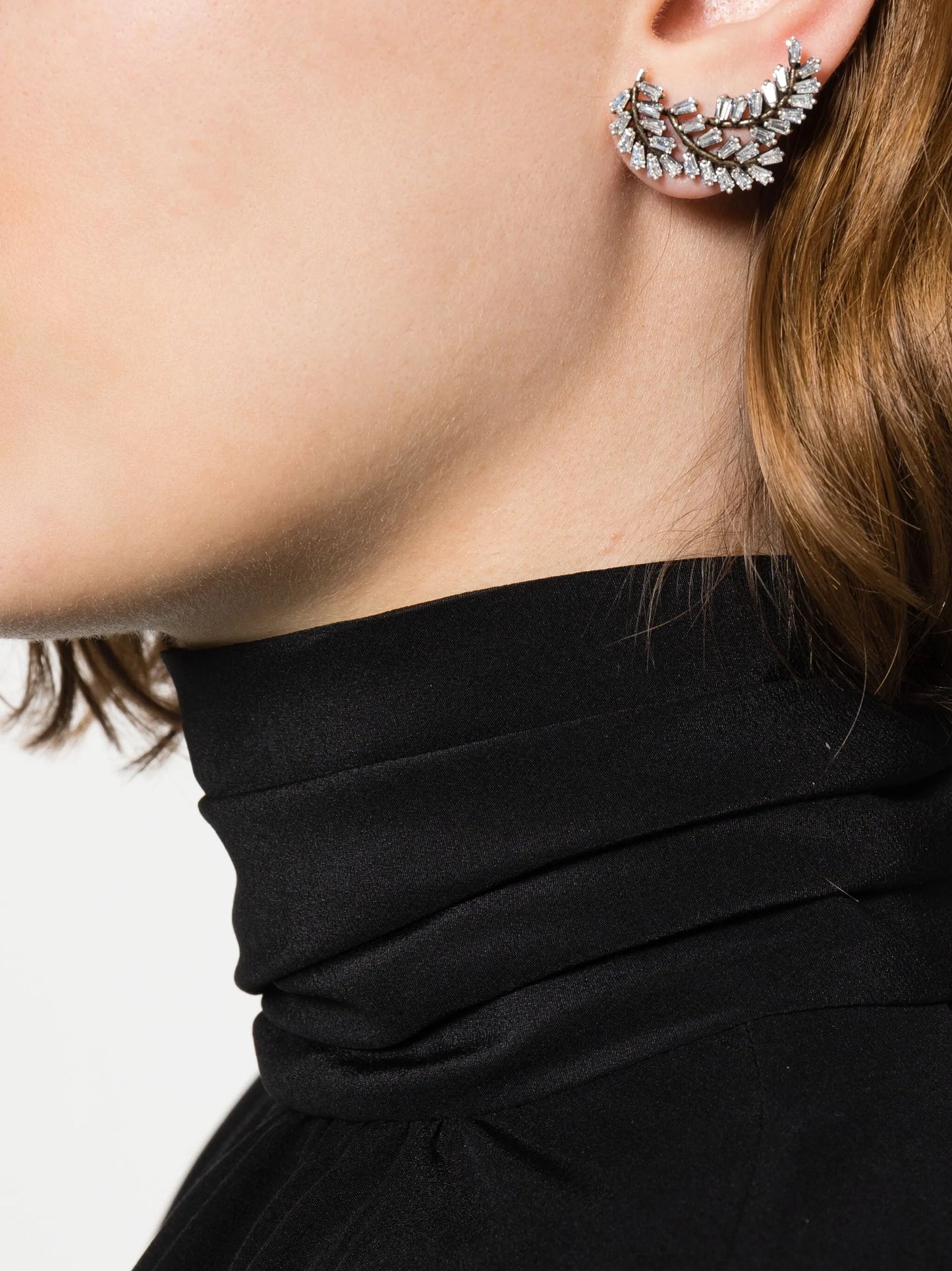 Feather crystal-embellished earrings