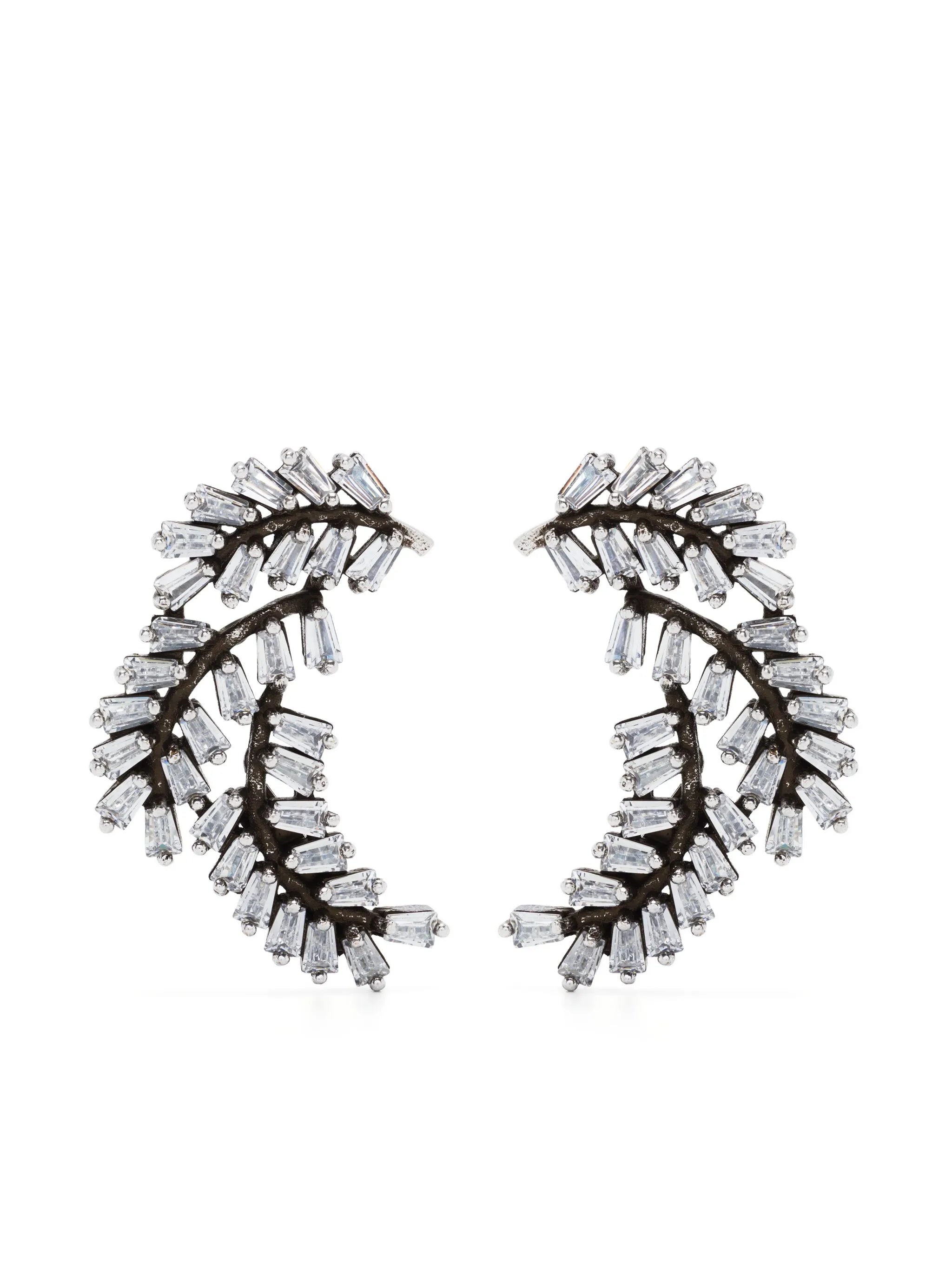 Feather crystal-embellished earrings