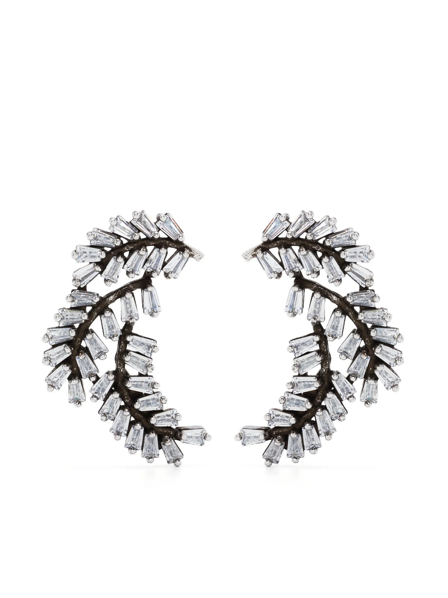 Feather crystal-embellished earrings