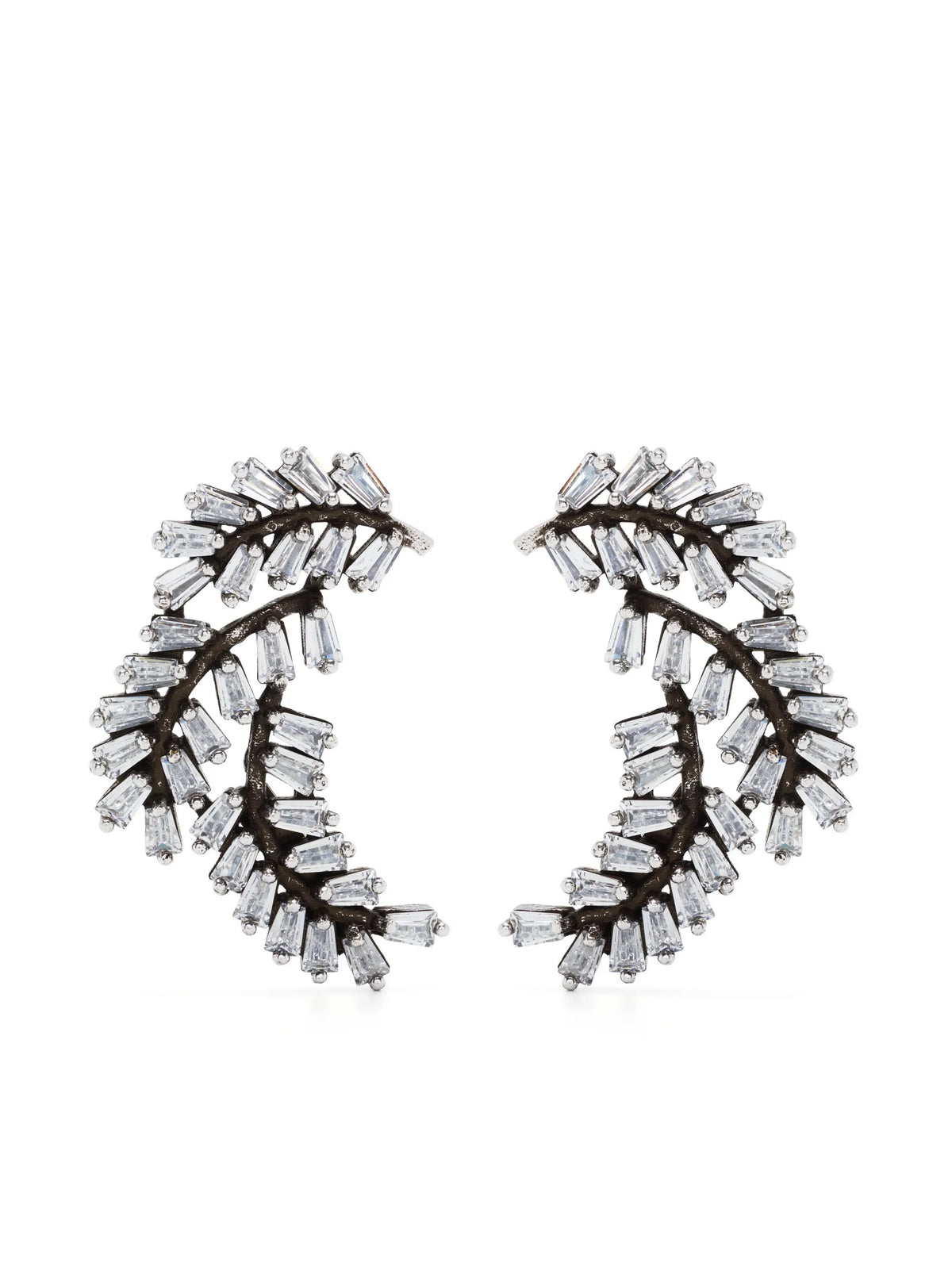 Feather crystal-embellished earrings