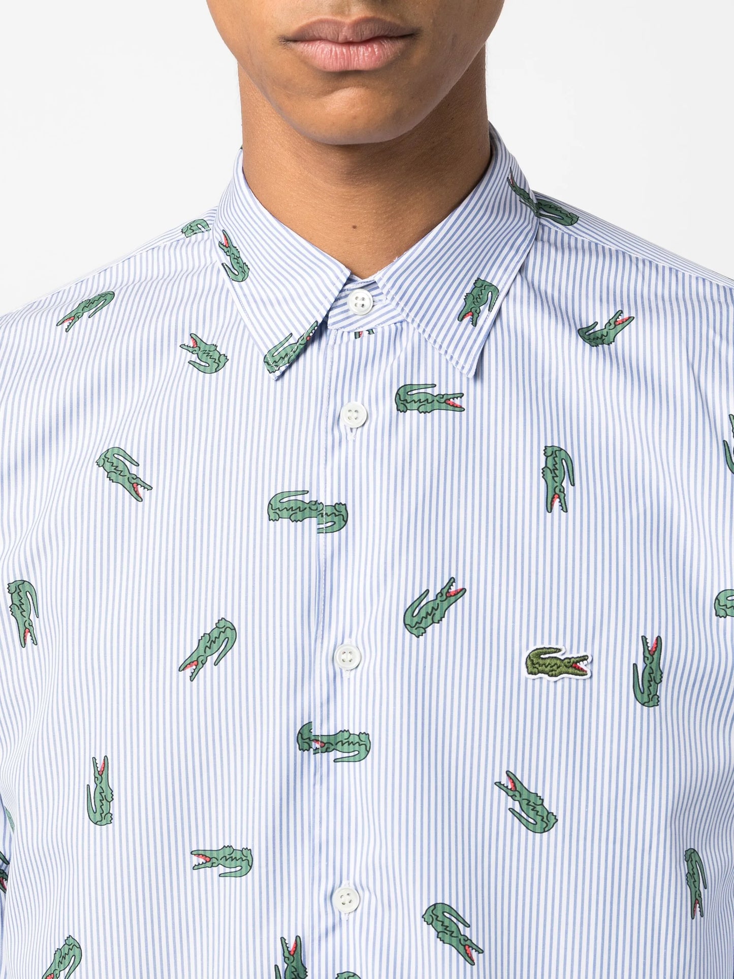 x Lacoste logo striped shirt