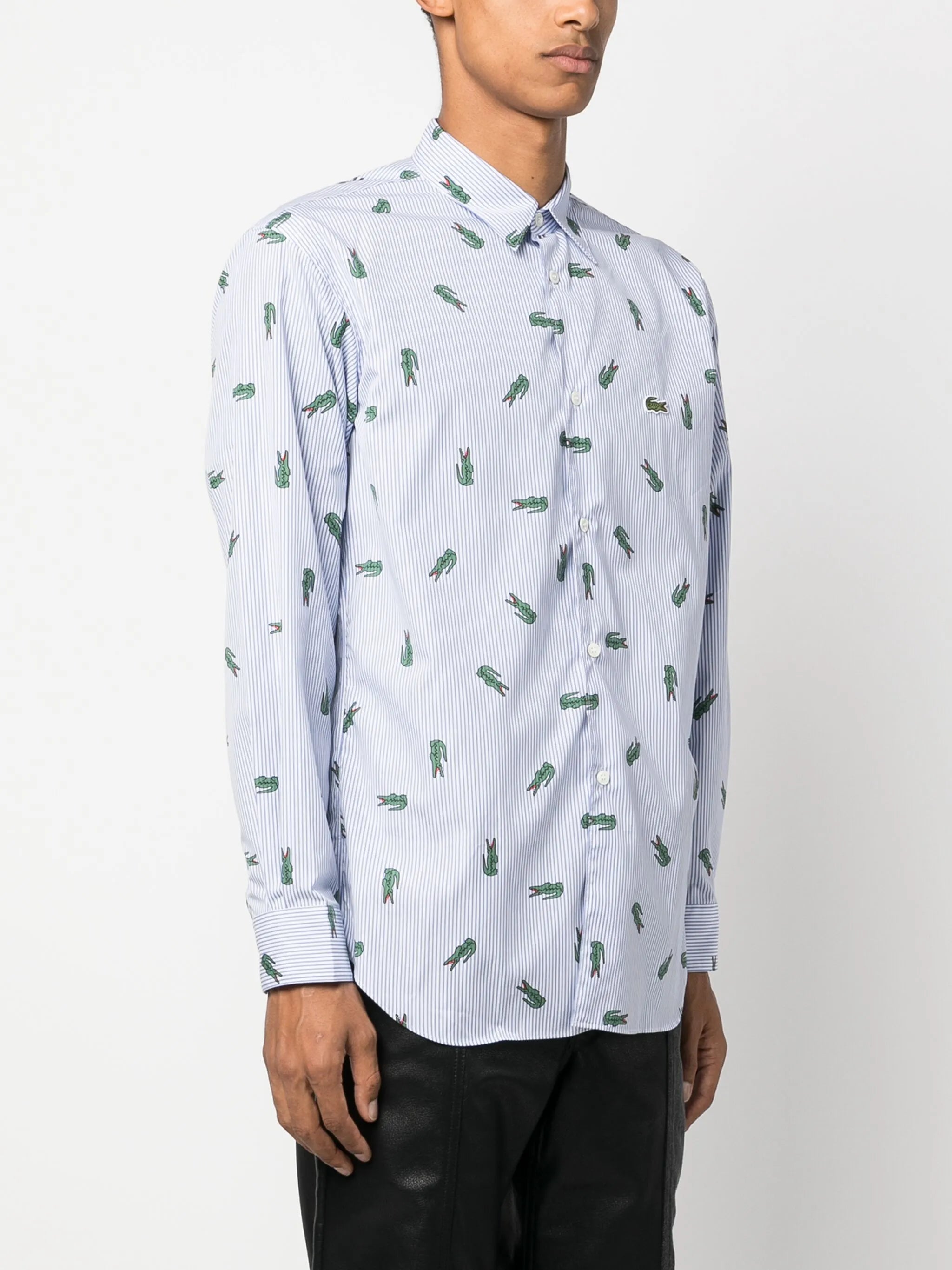 x Lacoste logo striped shirt