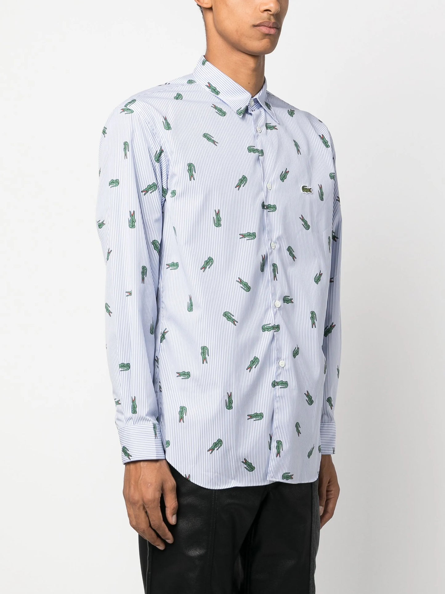 x Lacoste logo striped shirt