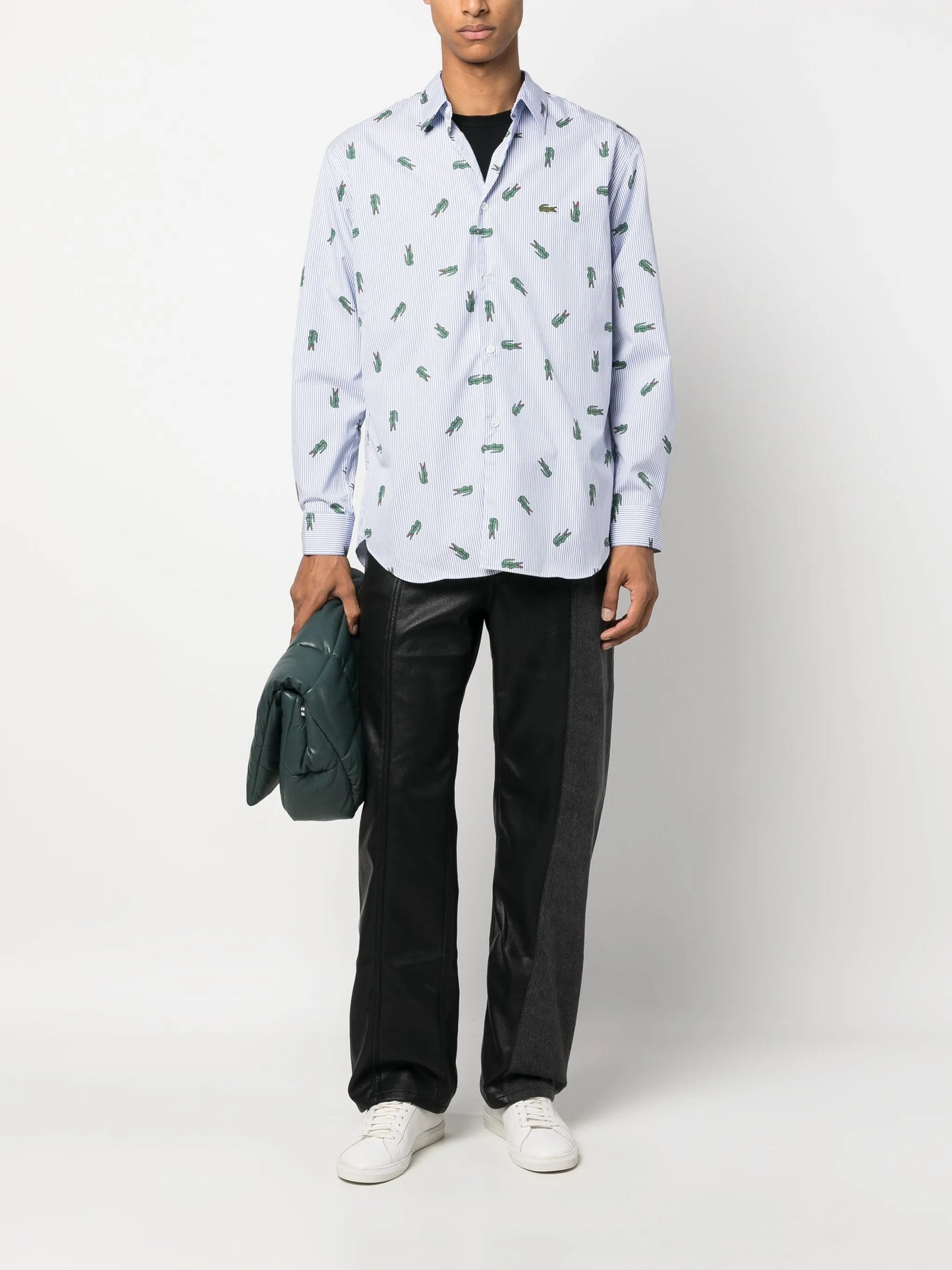 x Lacoste logo striped shirt