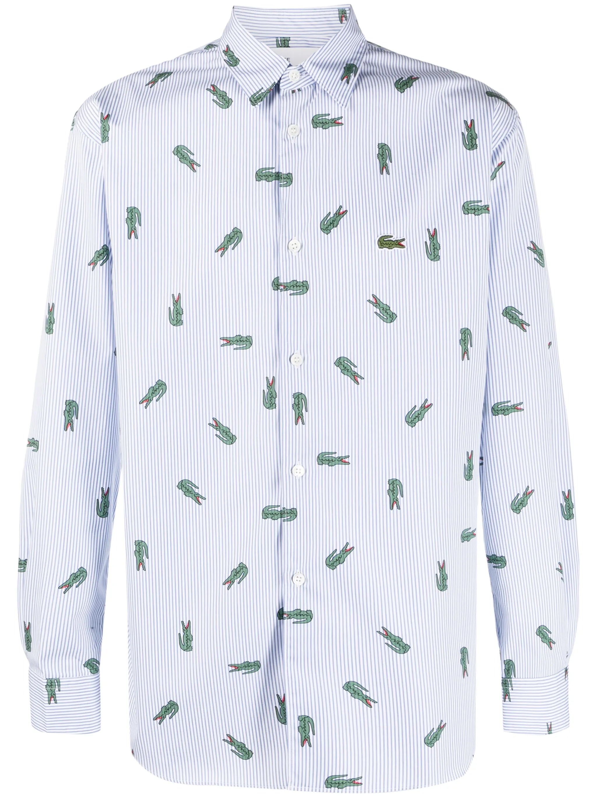 x Lacoste logo striped shirt