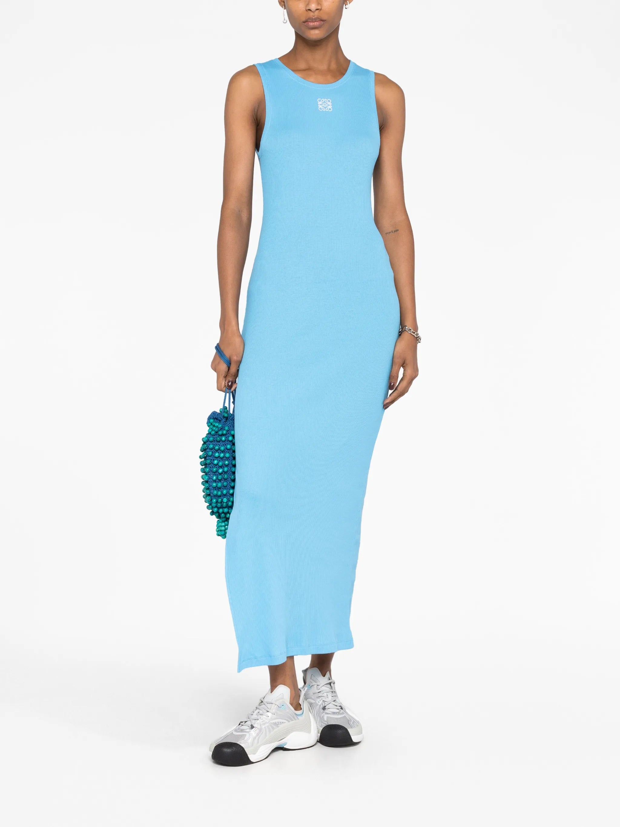 Anagram-embroidered maxi dress