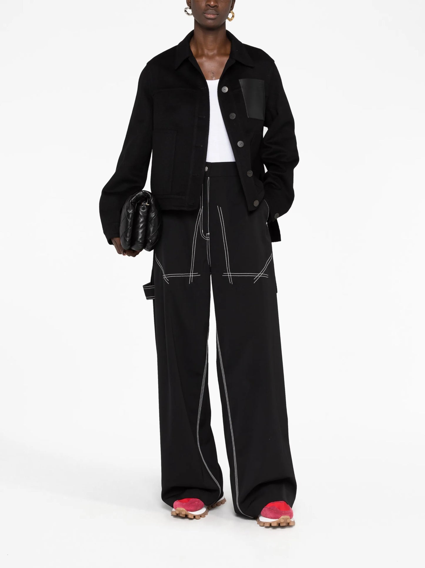 Anagram-debossed shirt jacket
