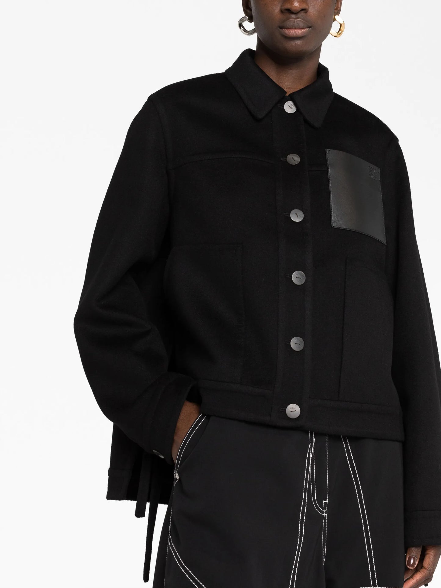 Anagram-debossed shirt jacket