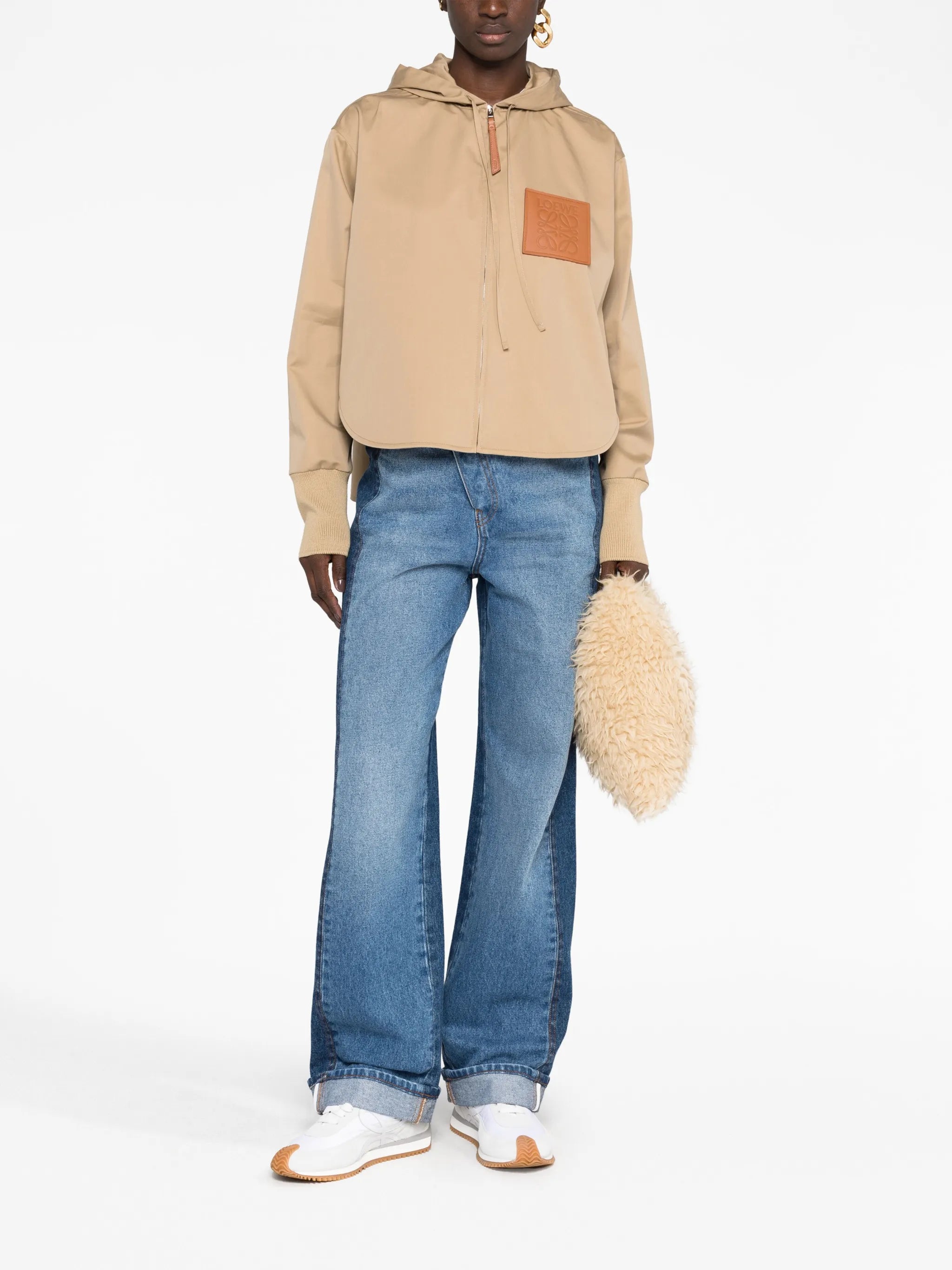 logo-patch hooded jacket