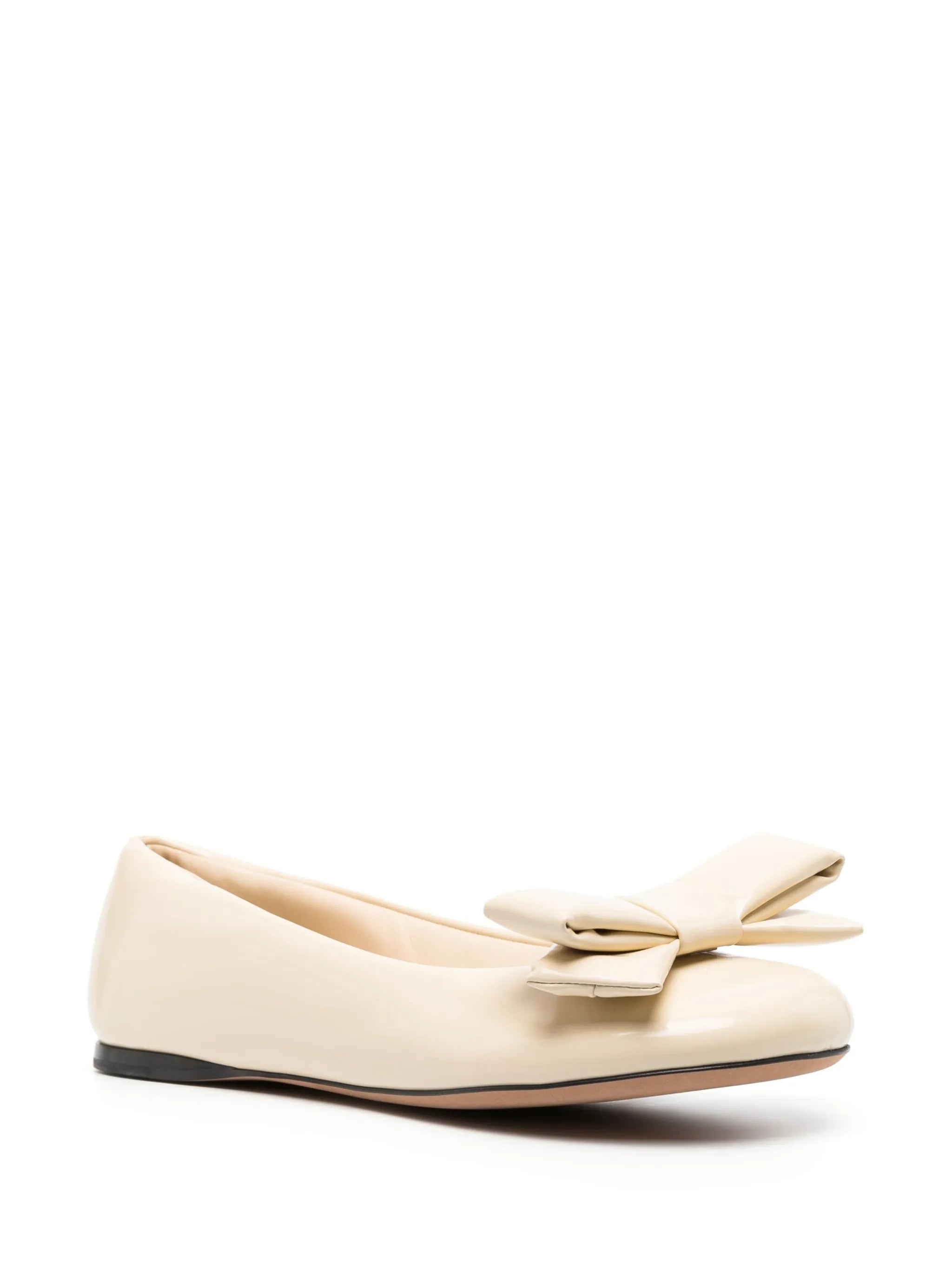 Puffy leather ballerina shoes