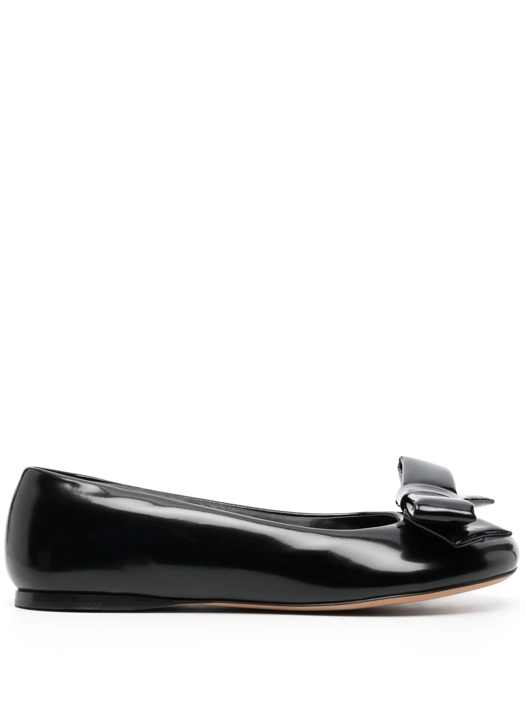 Puffy leather ballerina pumps