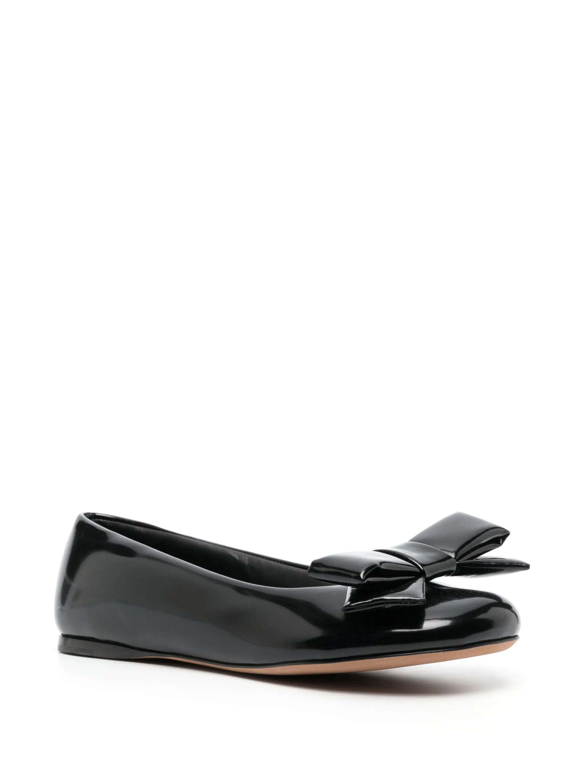 Puffy leather ballerina pumps
