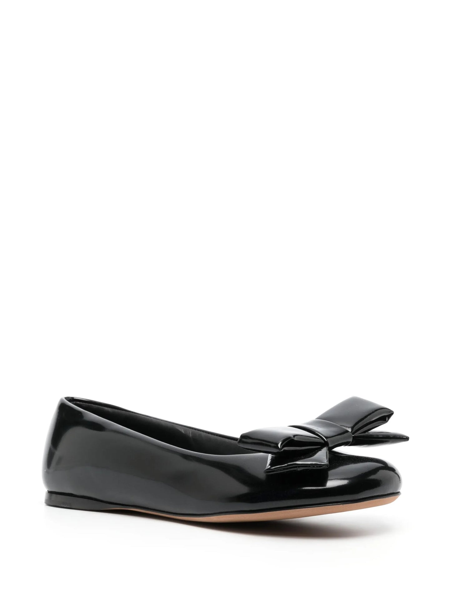 Puffy leather ballerina pumps
