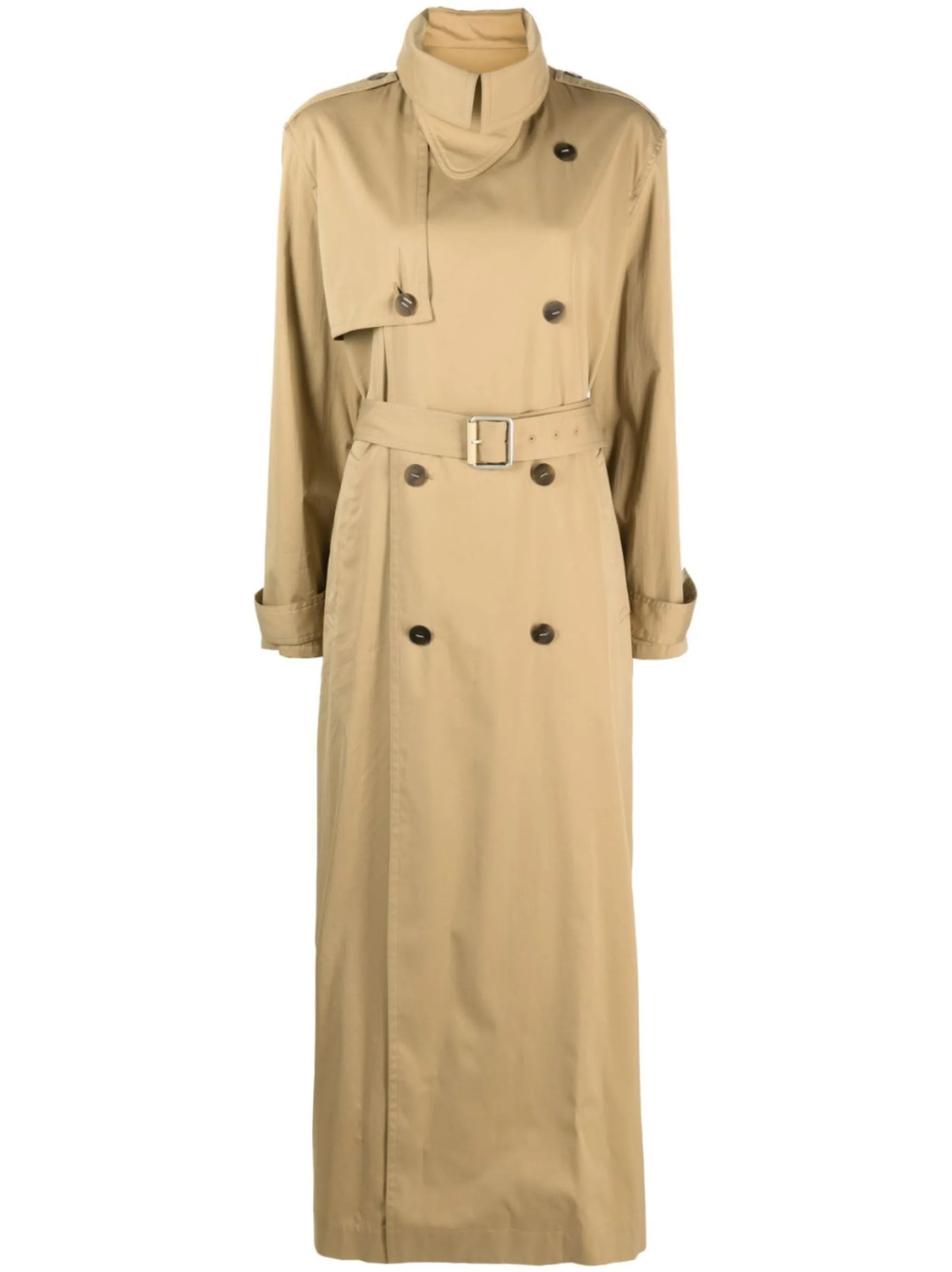 belted long trench coat