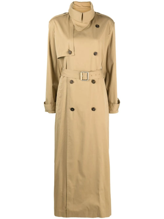 belted long trench coat