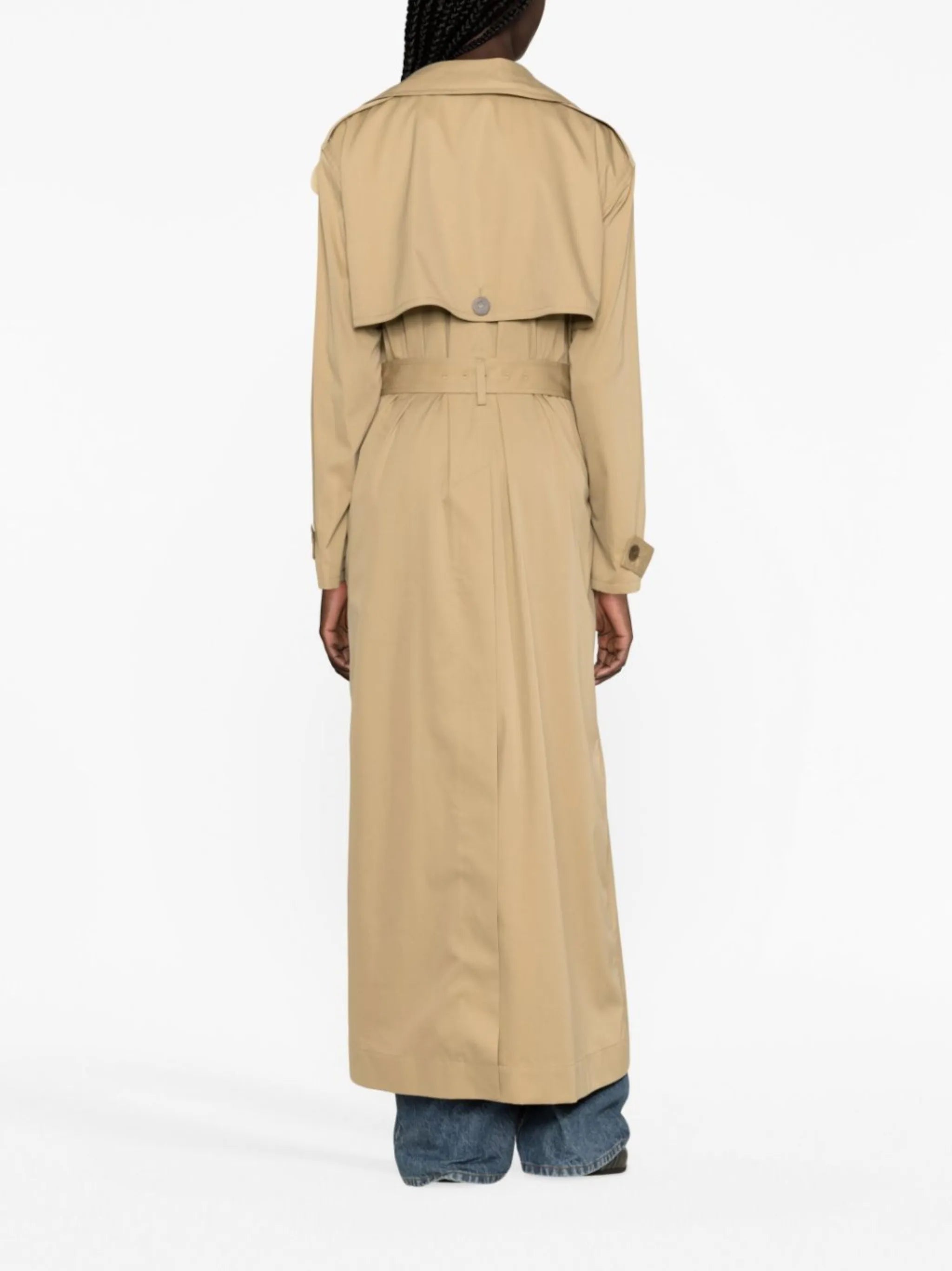belted long trench coat