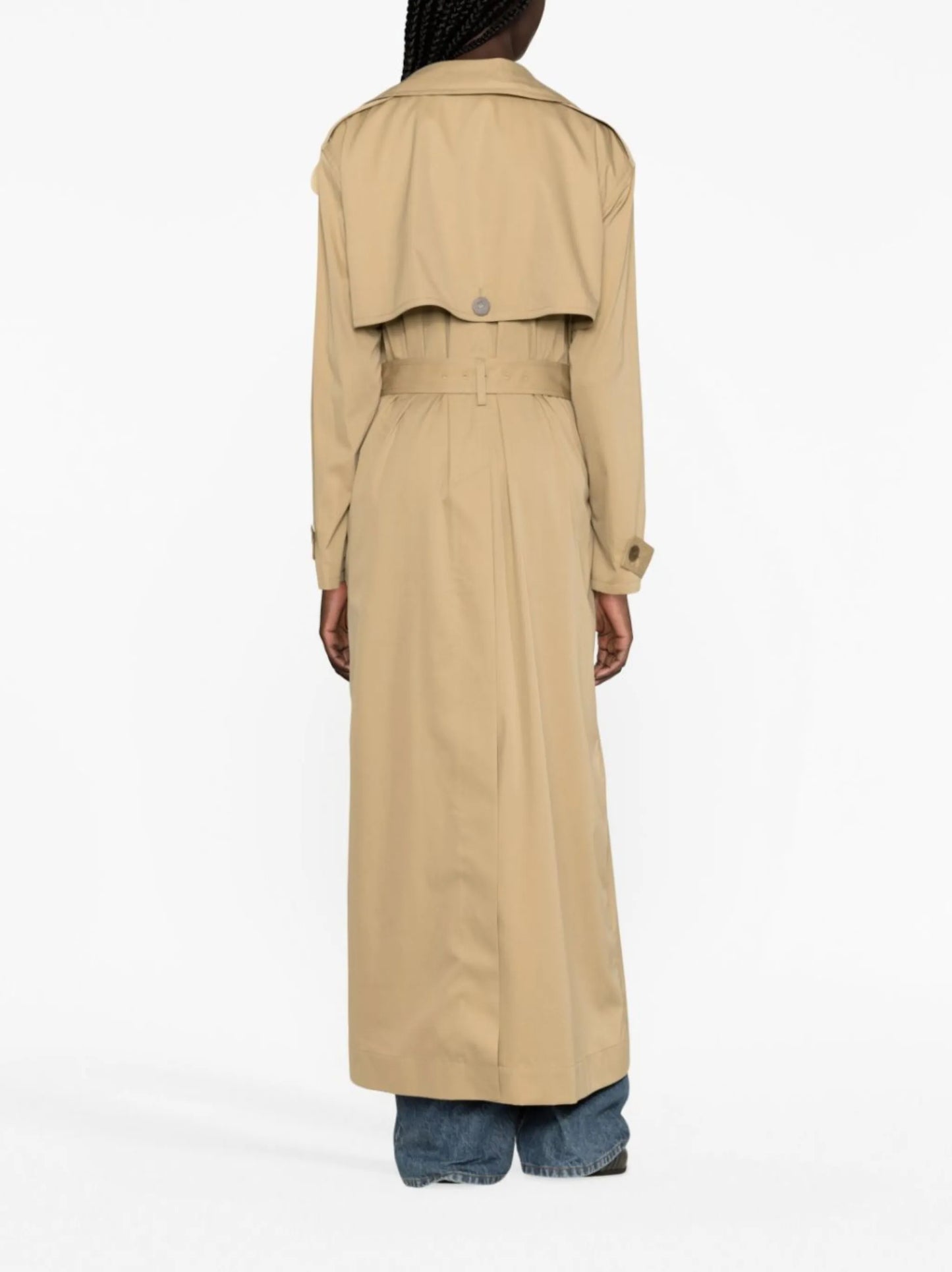 belted long trench coat