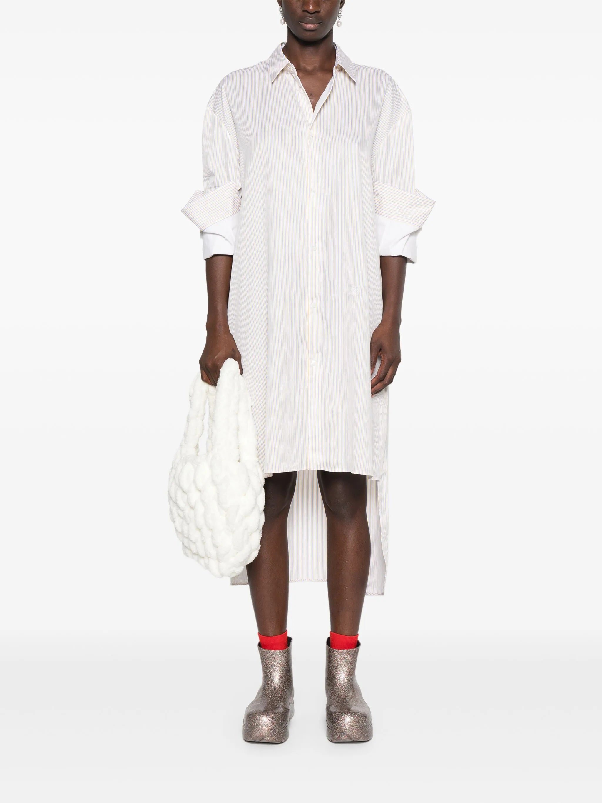 Anagram-embroidered shirt dress
