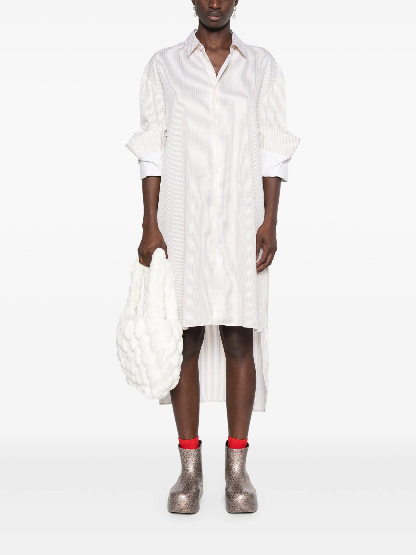 Anagram-embroidered shirt dress