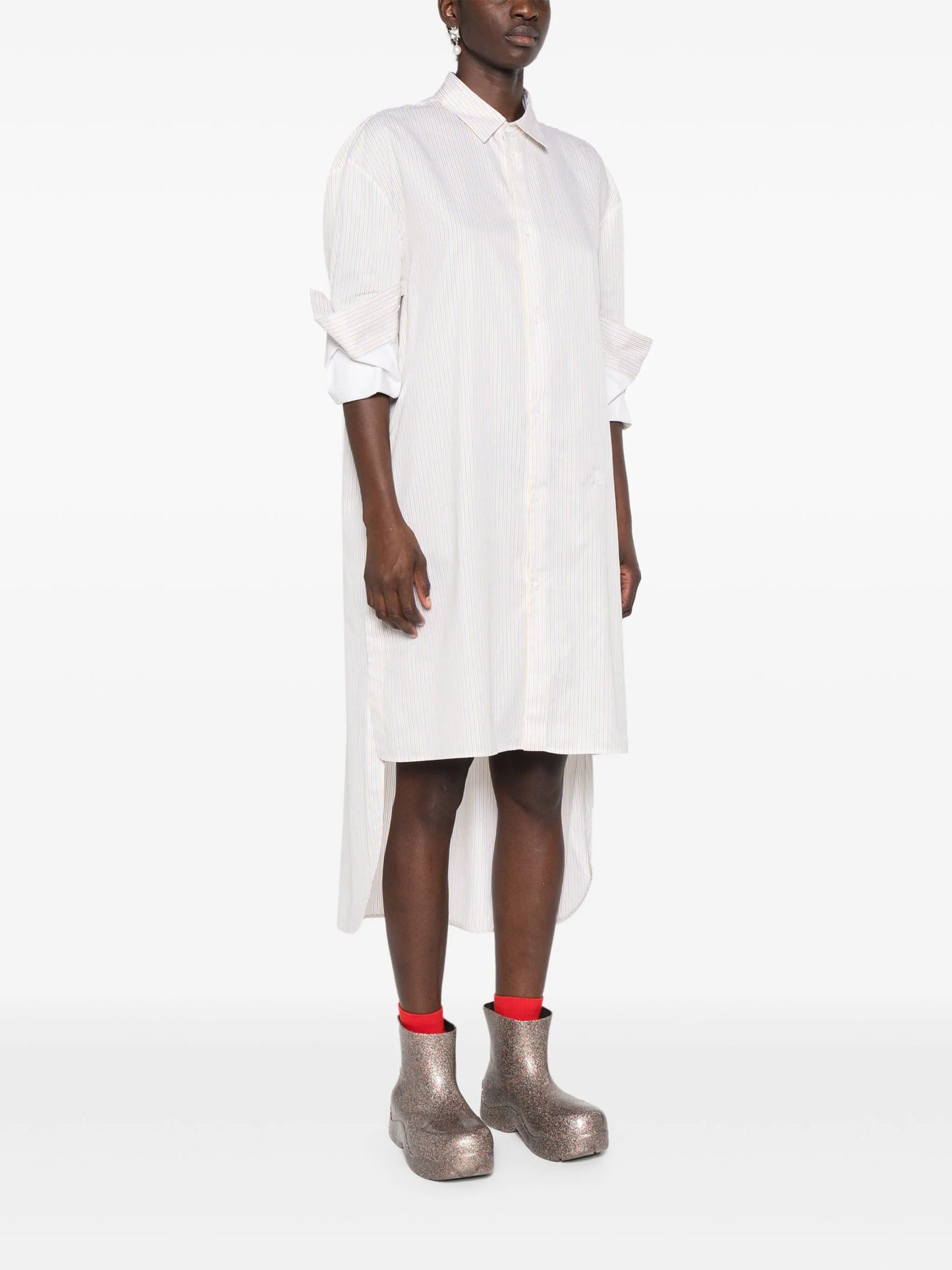 Anagram-embroidered shirt dress