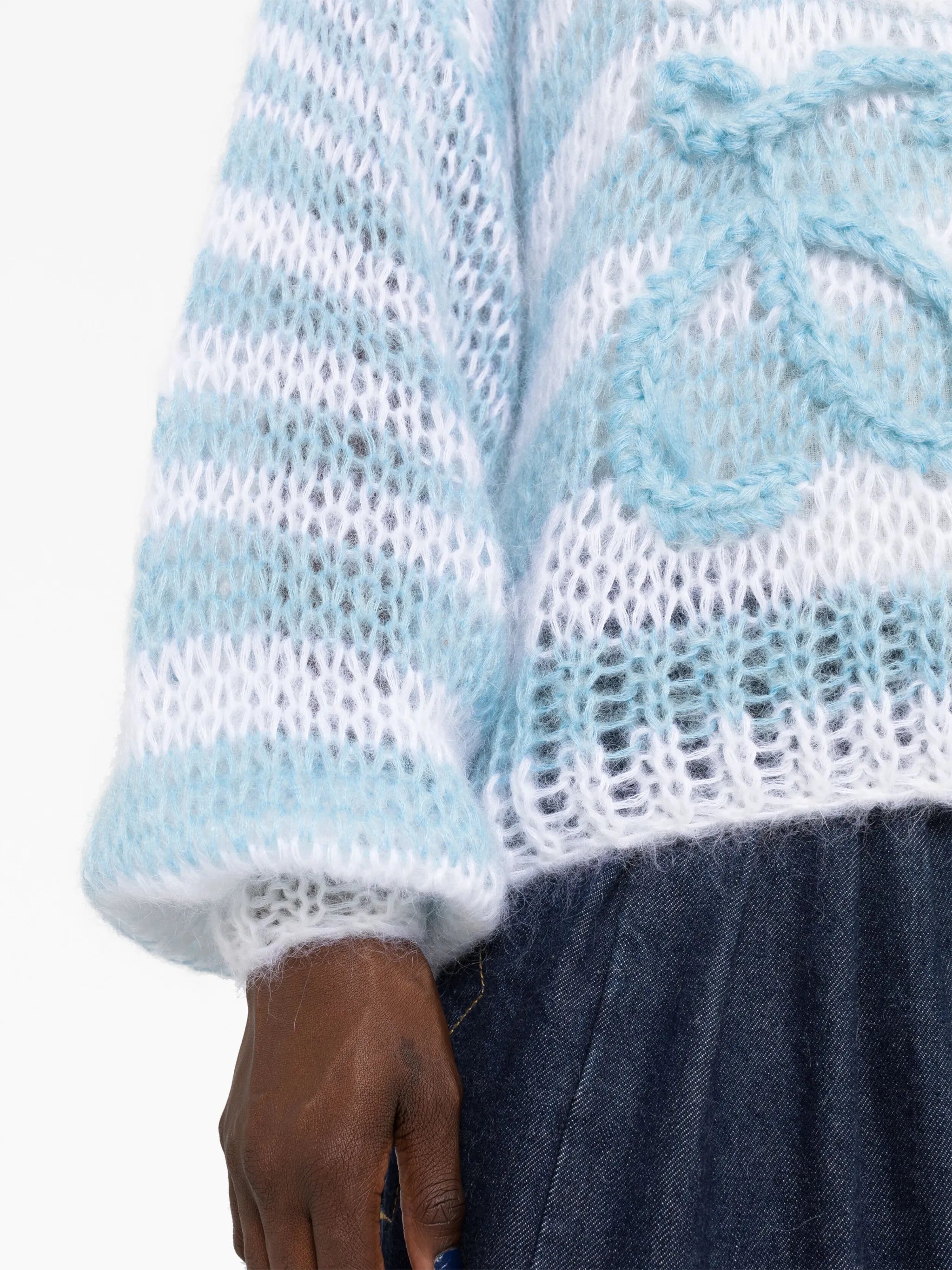 embroidered-Anagram crochet jumper