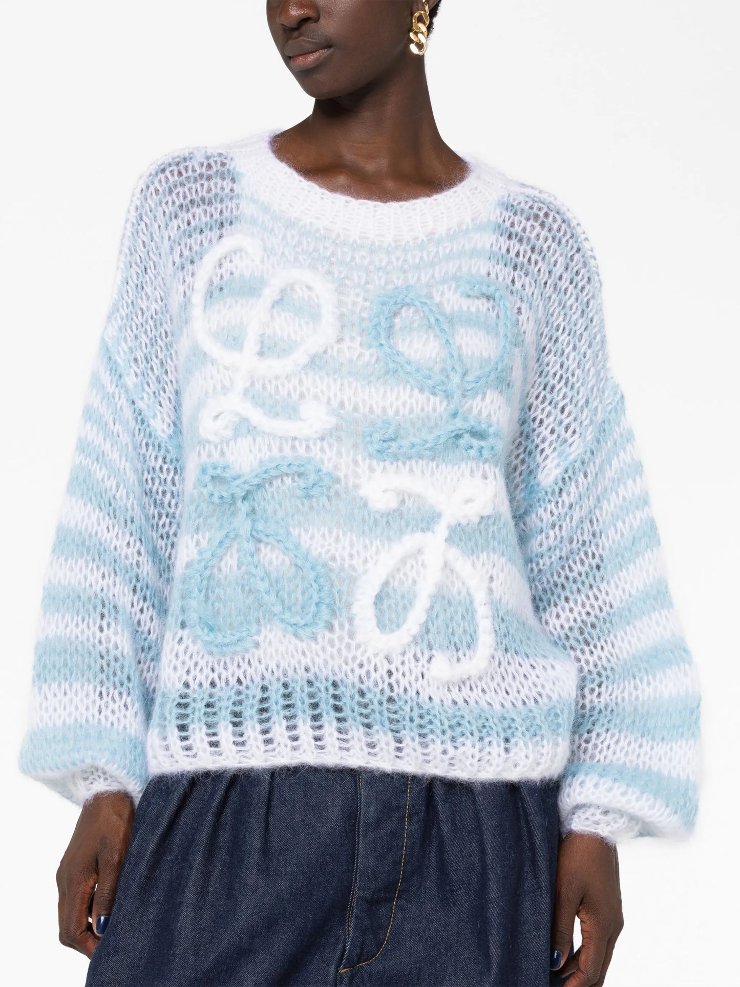 embroidered-Anagram crochet jumper