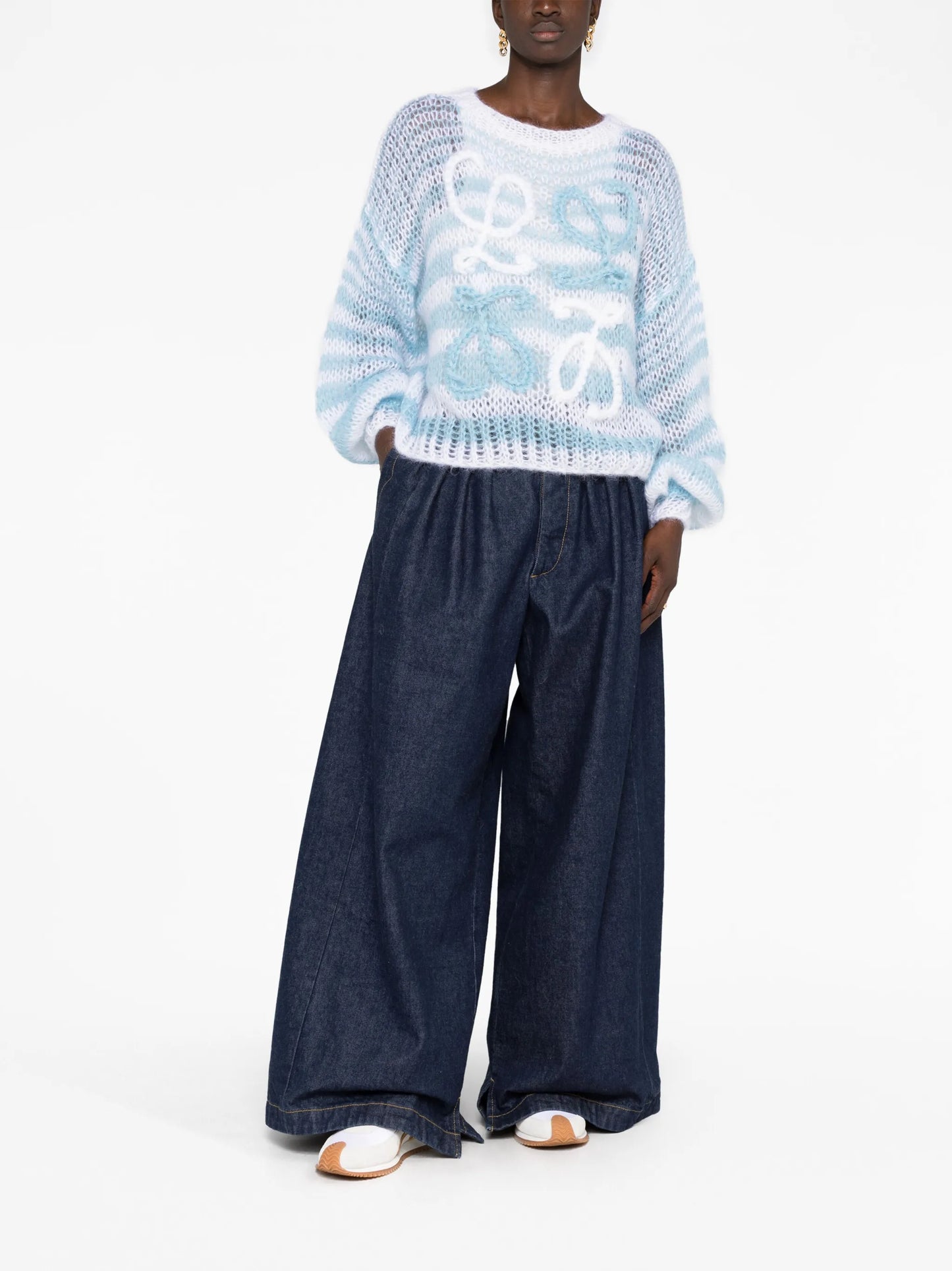 embroidered-Anagram crochet jumper