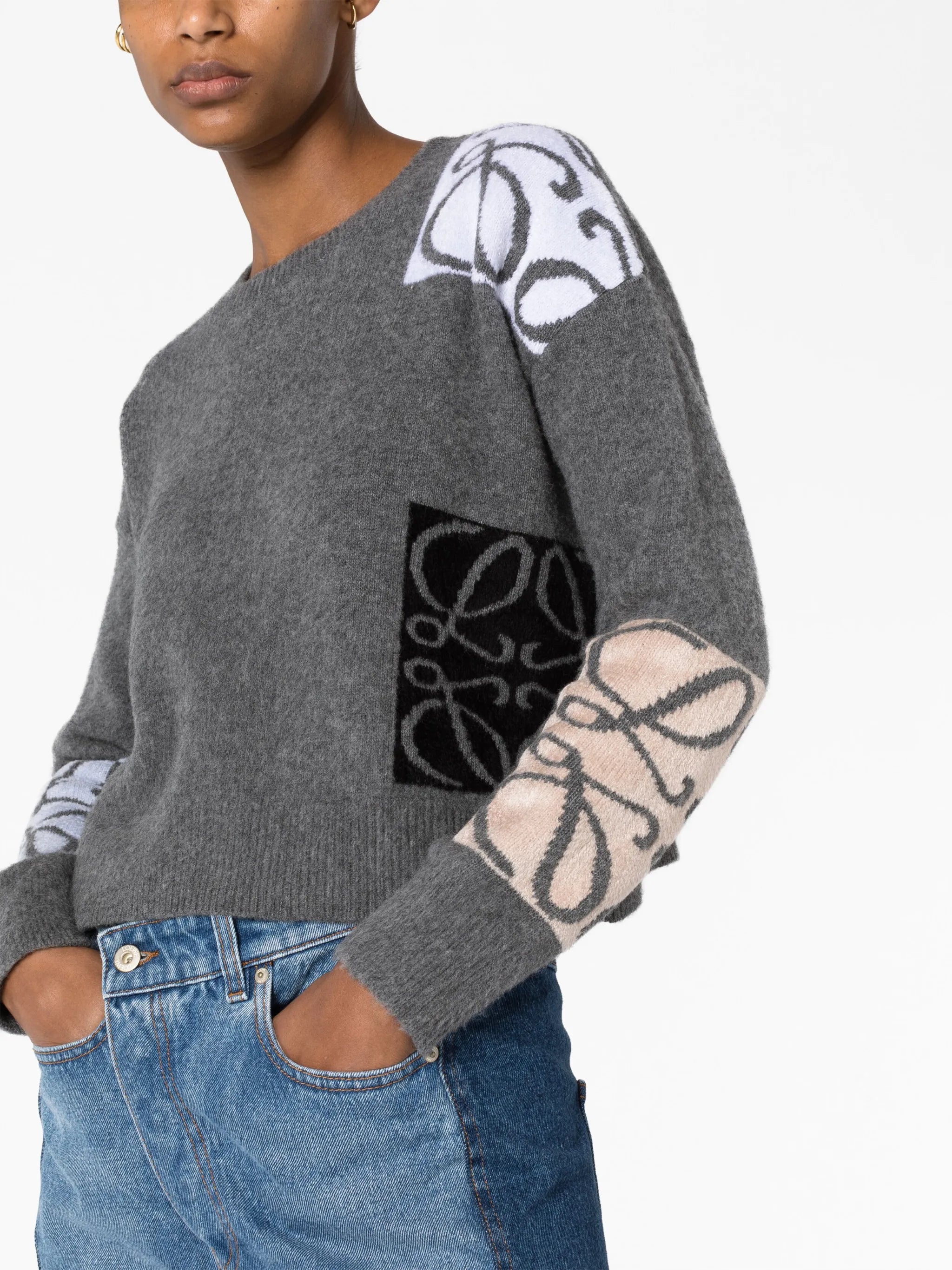 Anagram-intarsia wool sweater