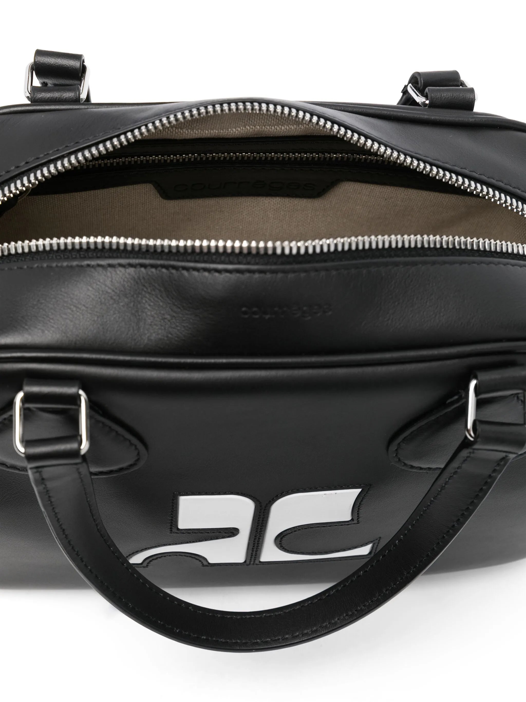 logo-appliqué leather bowling bag