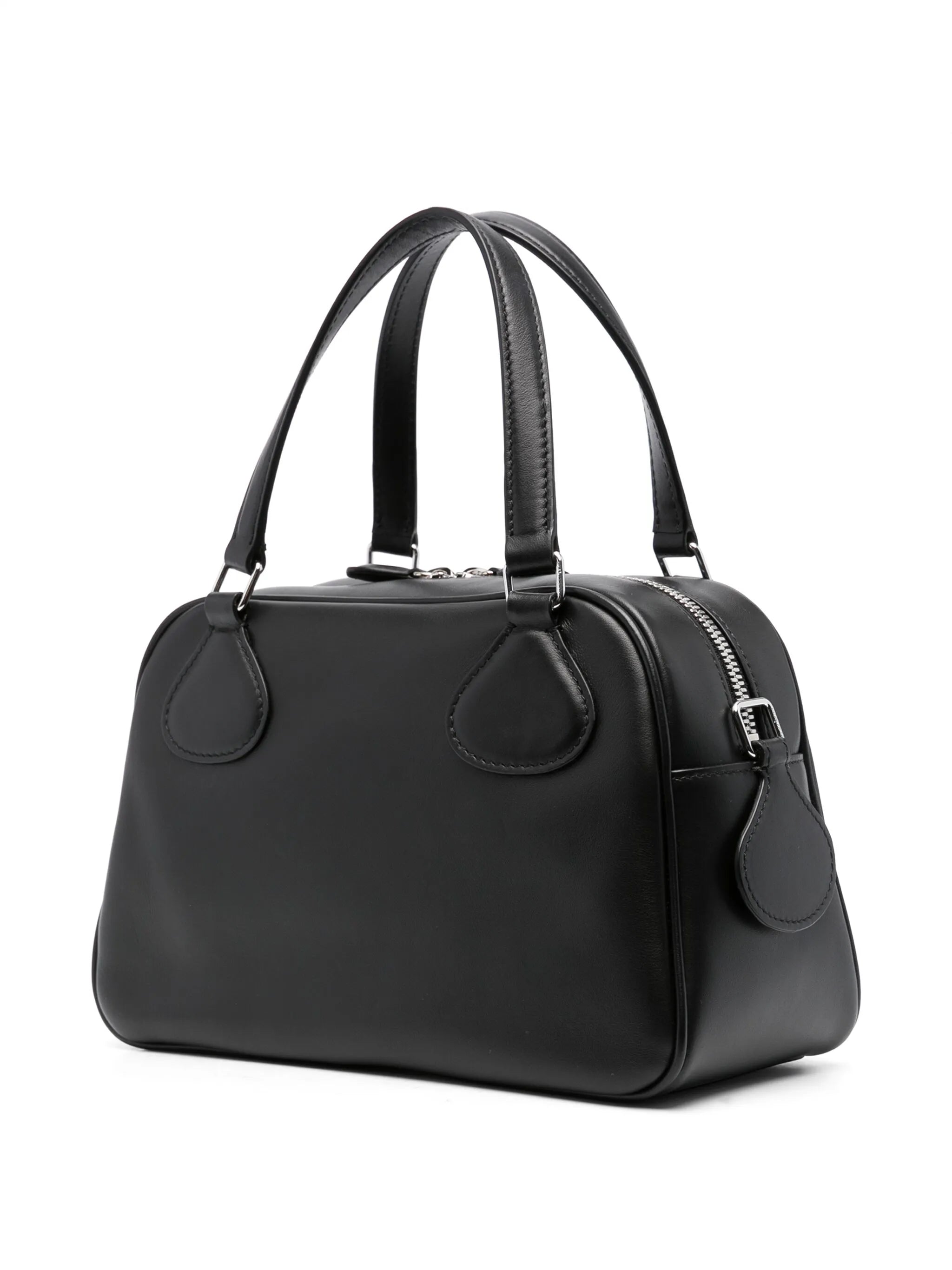 logo-appliqué leather bowling bag