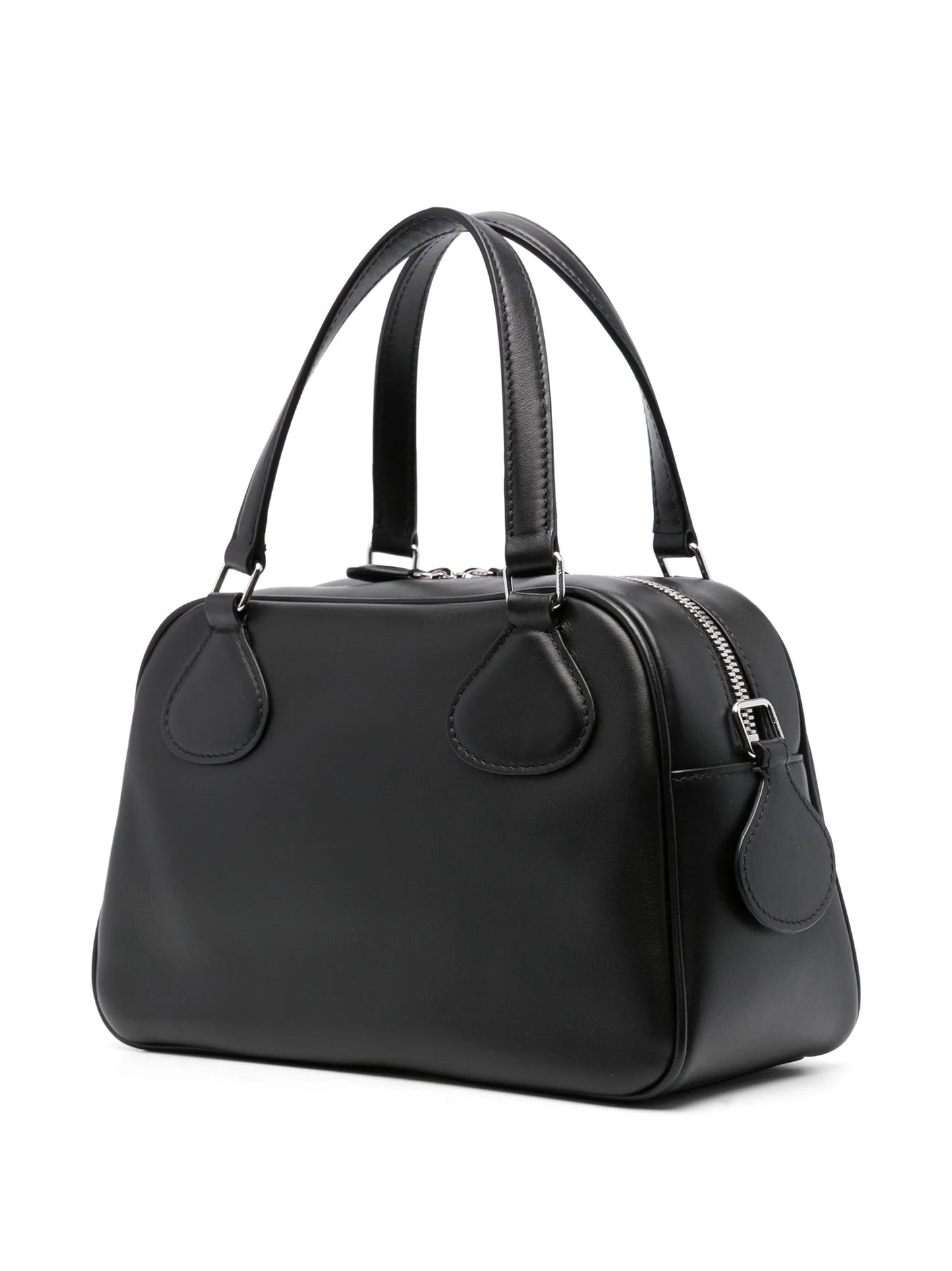logo-appliqué leather bowling bag