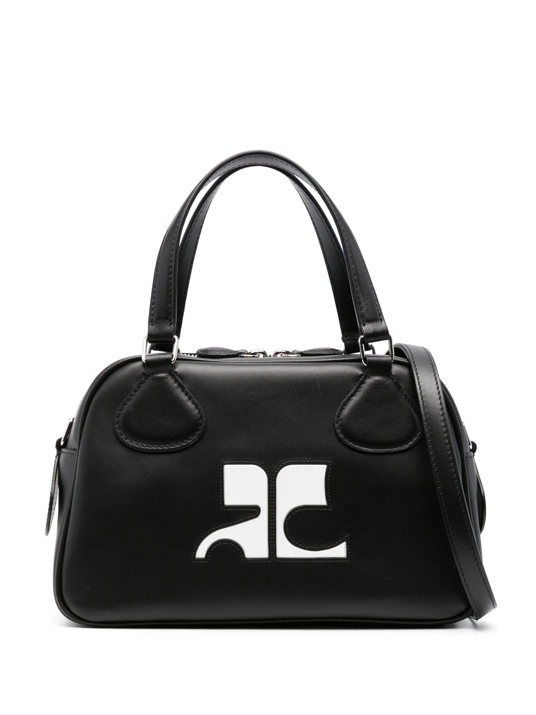 logo-appliqué leather bowling bag