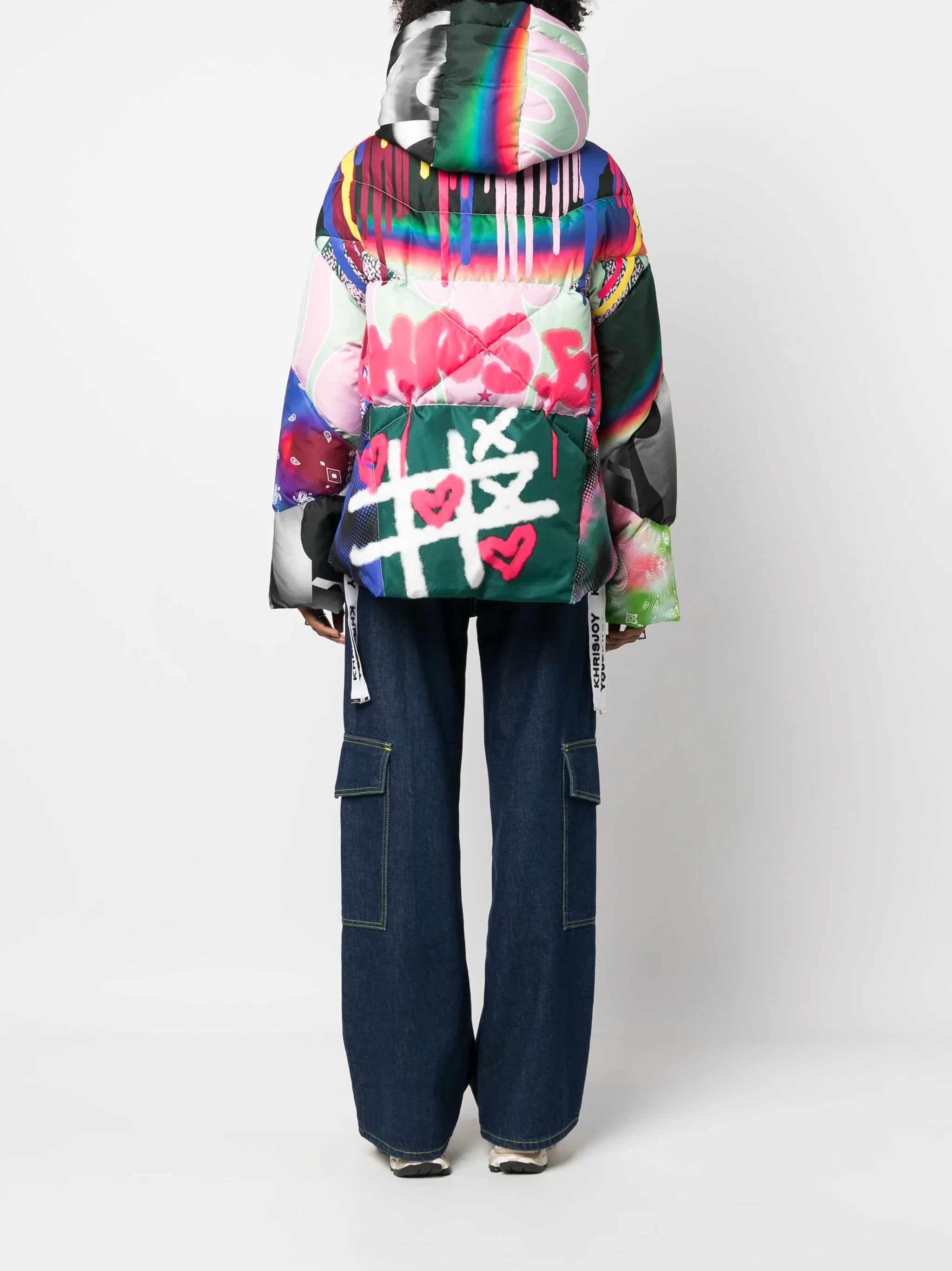 graffiti-print hooded puff parka