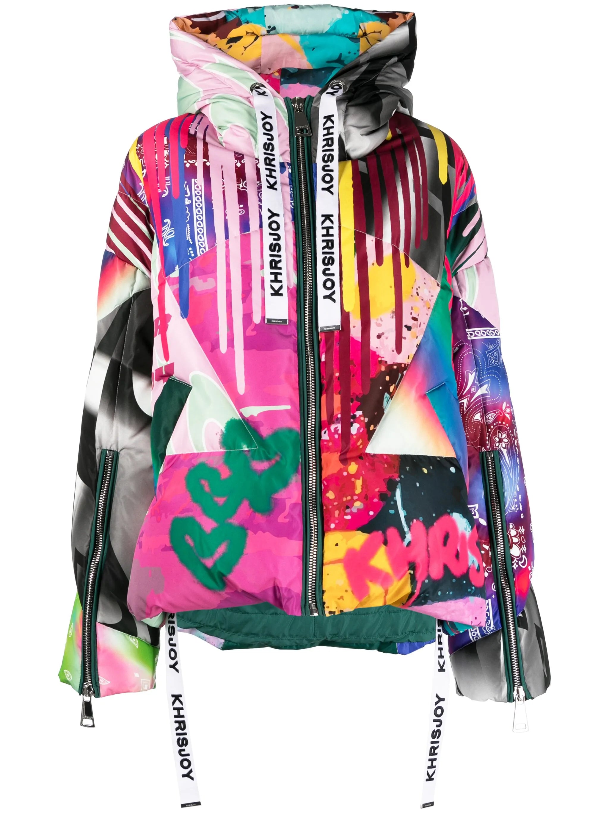 graffiti-print hooded puff parka