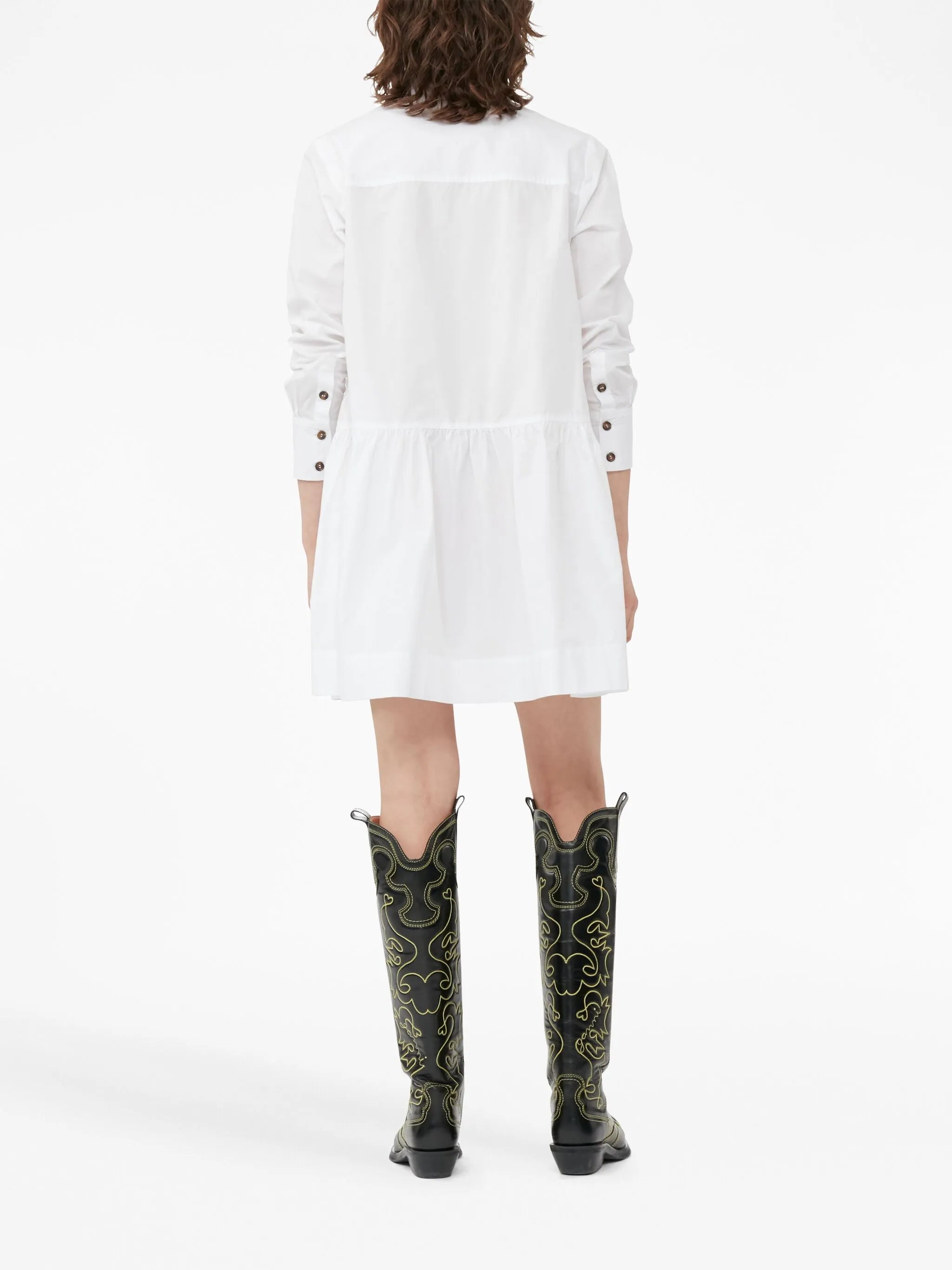 pointed-collar organic cotton shirtdress