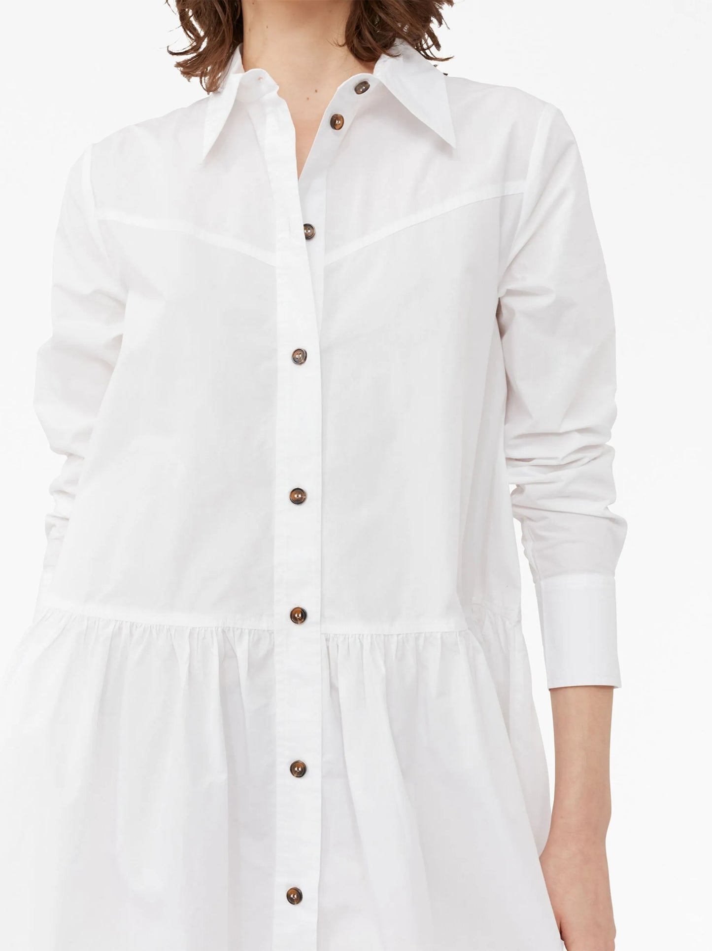 pointed-collar organic cotton shirtdress