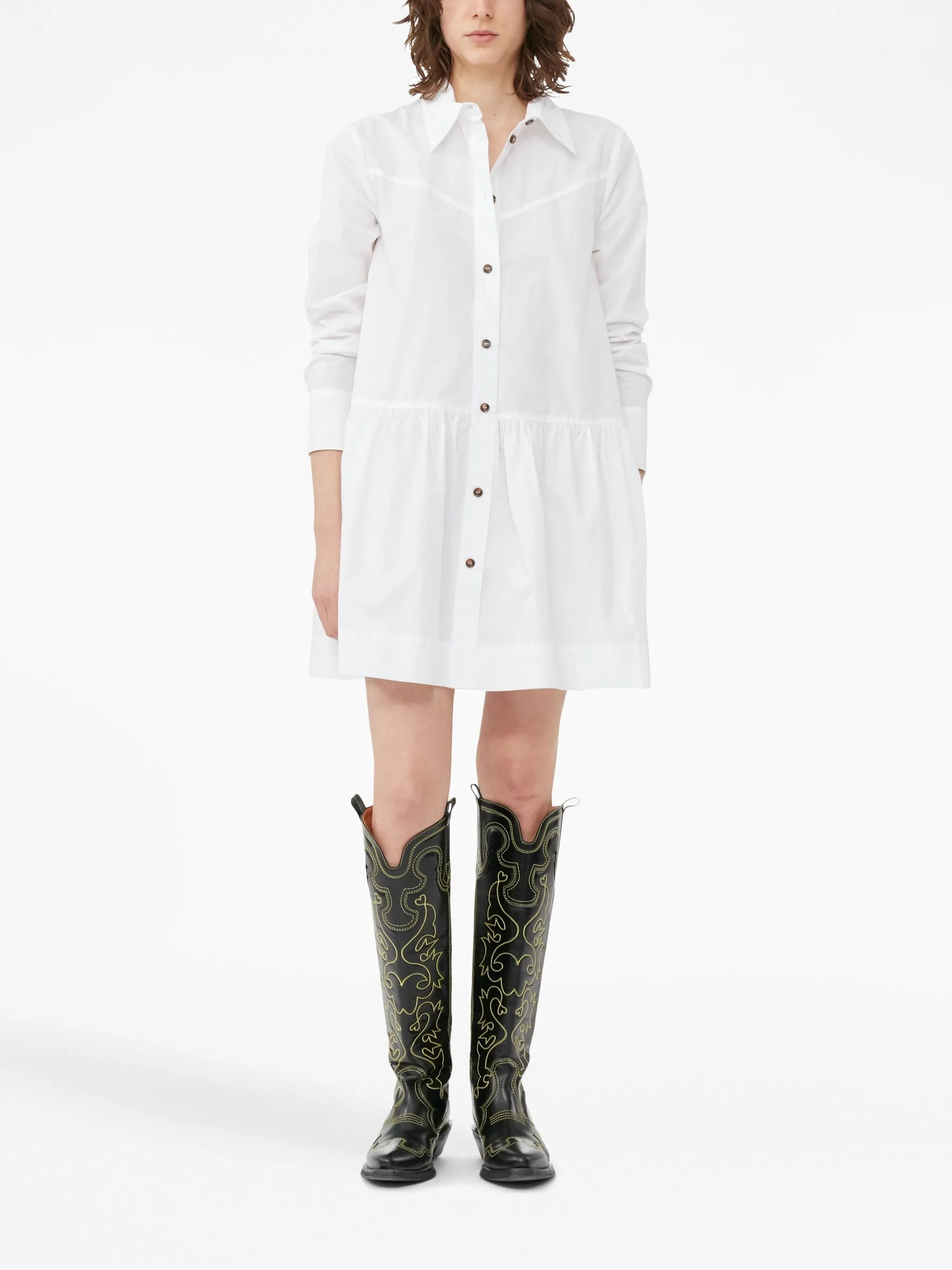 pointed-collar organic cotton shirtdress