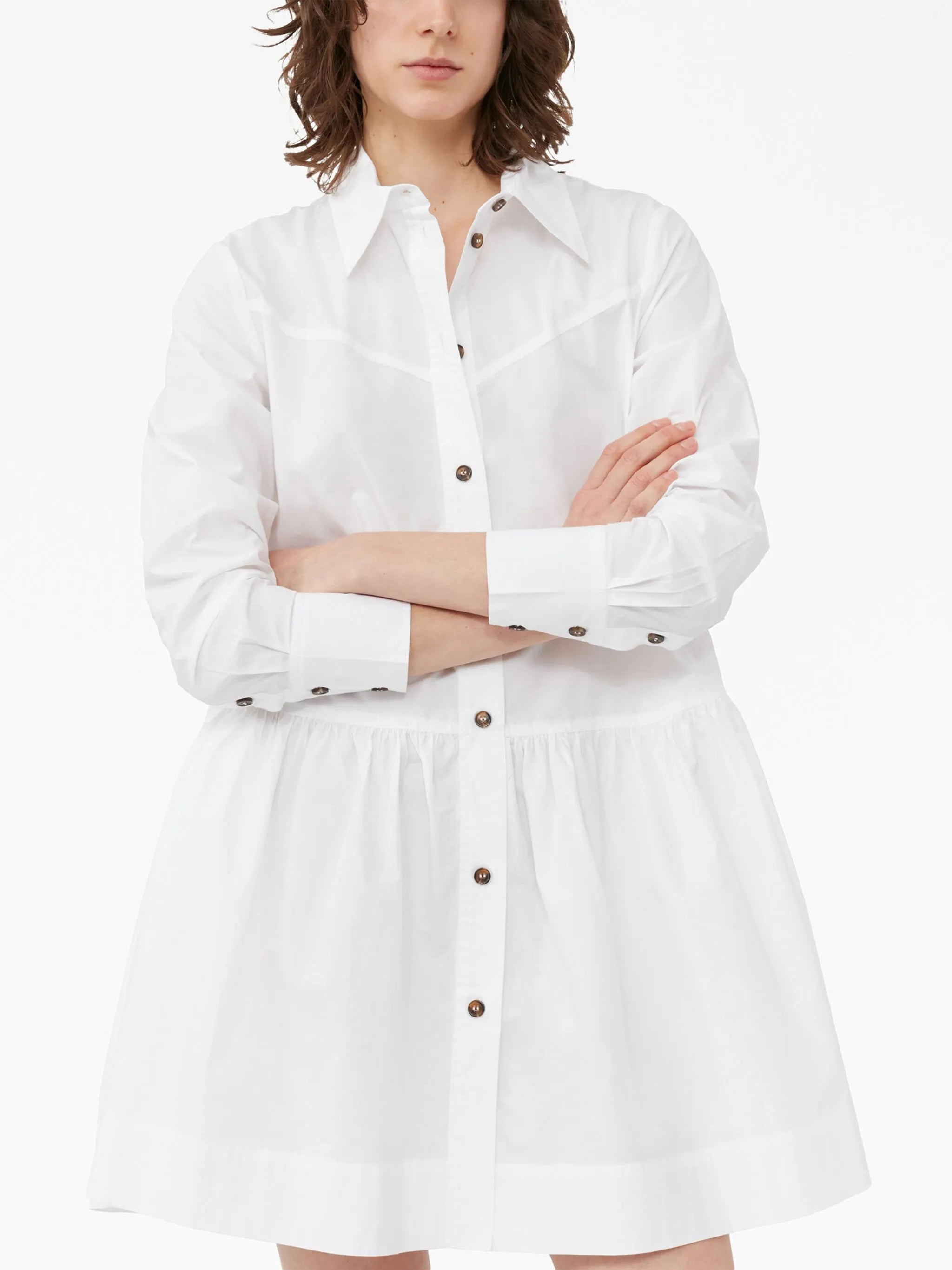 pointed-collar organic cotton shirtdress