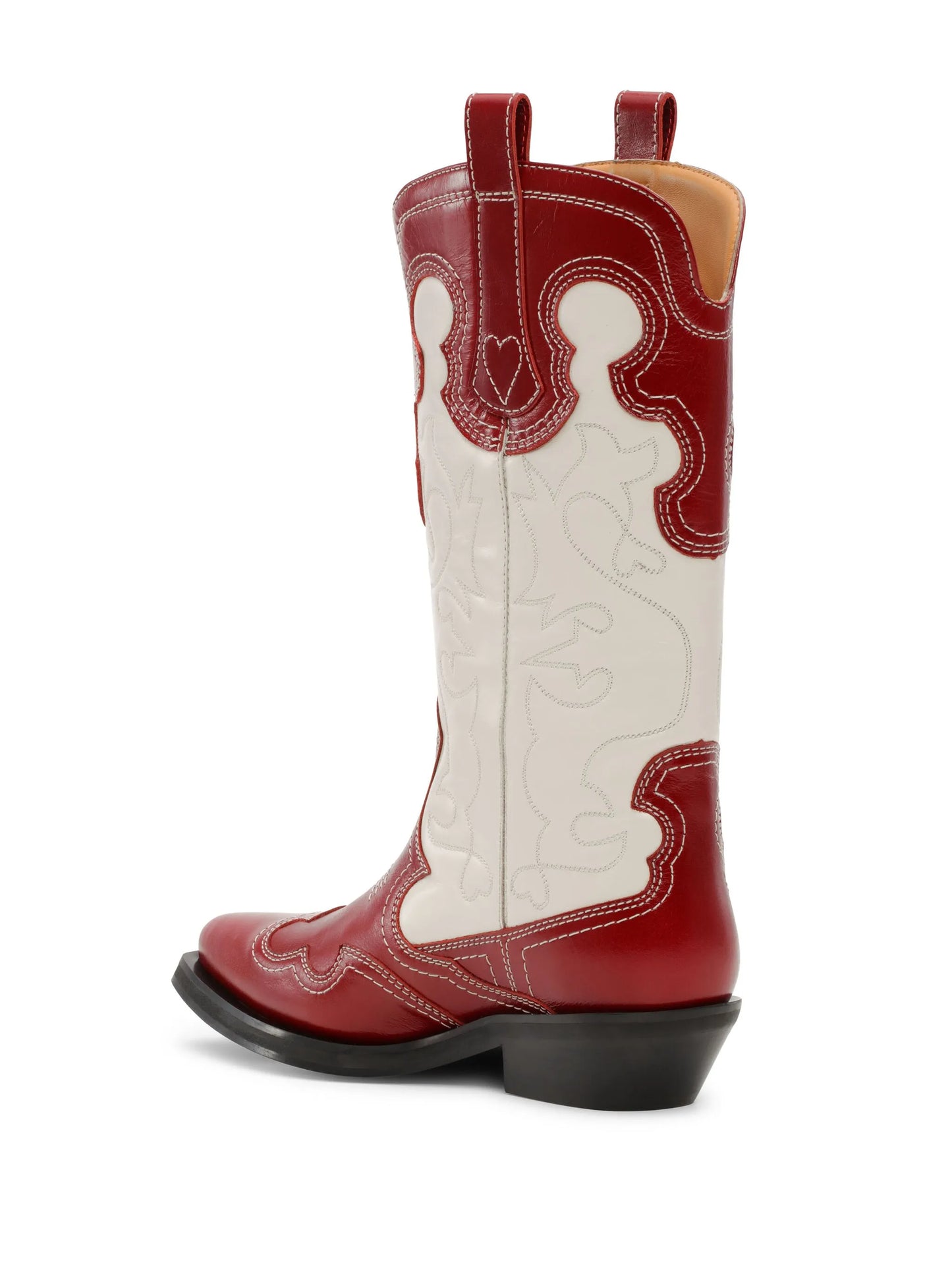 stitched leather cowboy boots