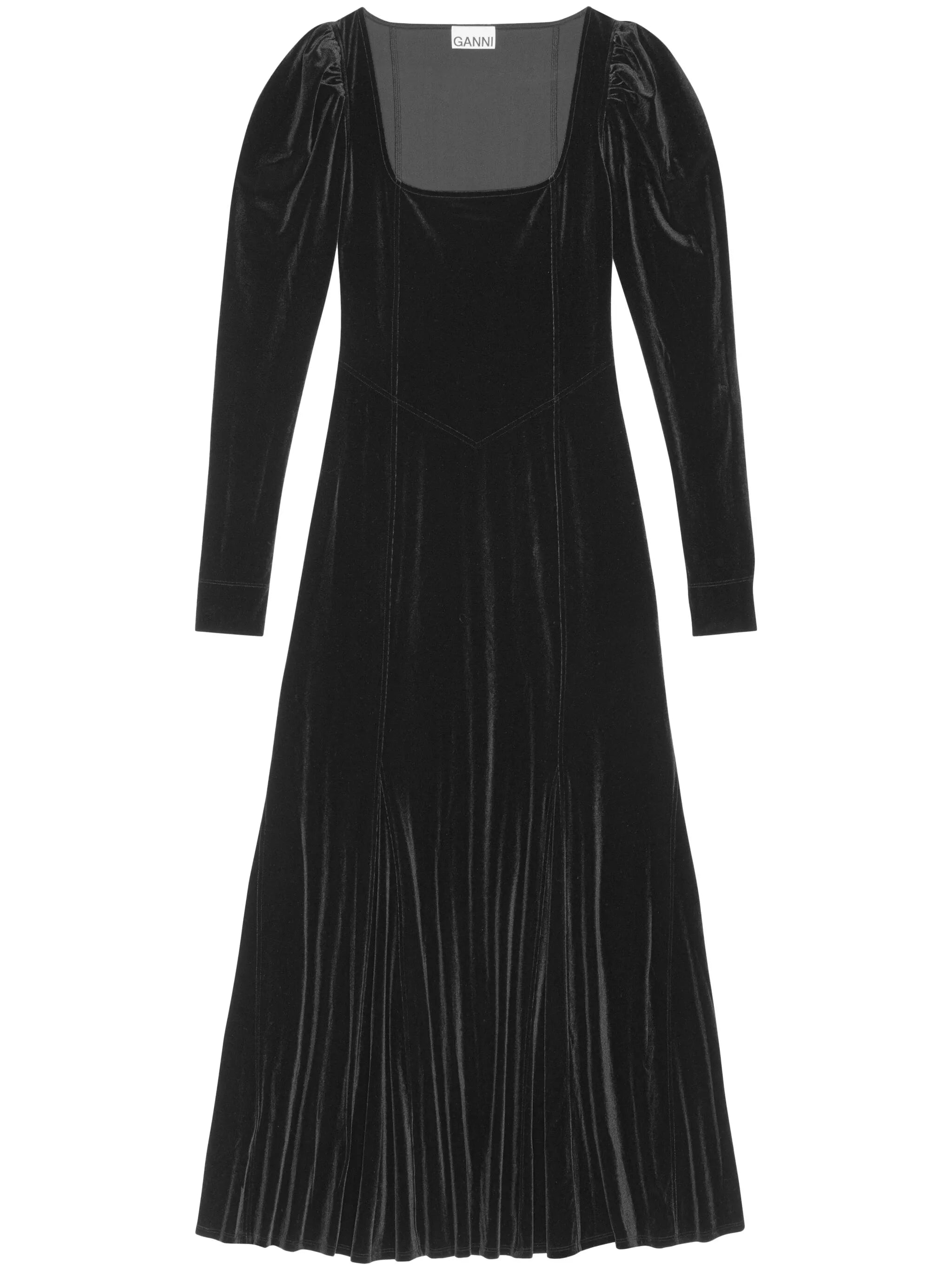 square-neck velvet maxi dress