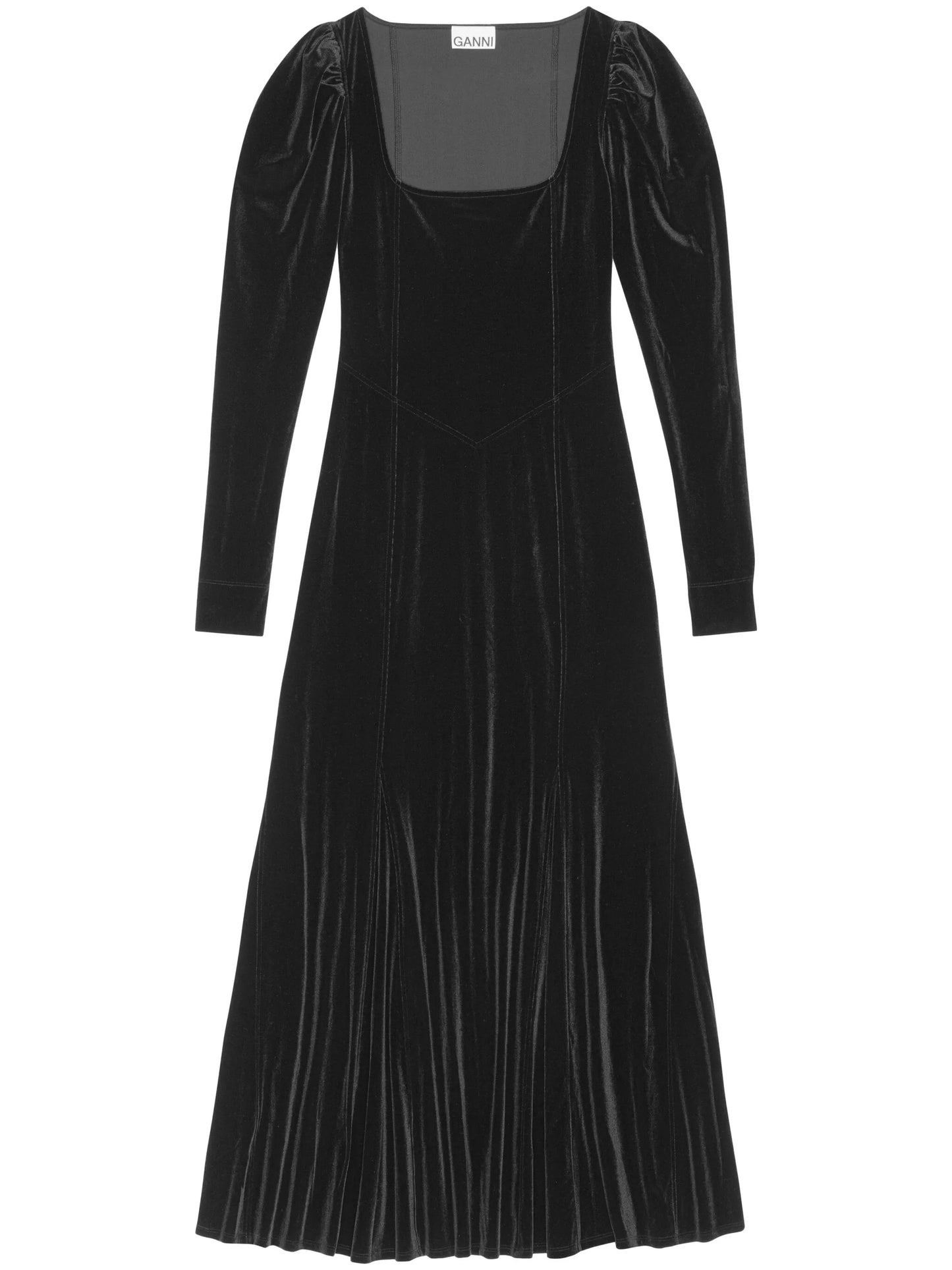 square-neck velvet maxi dress