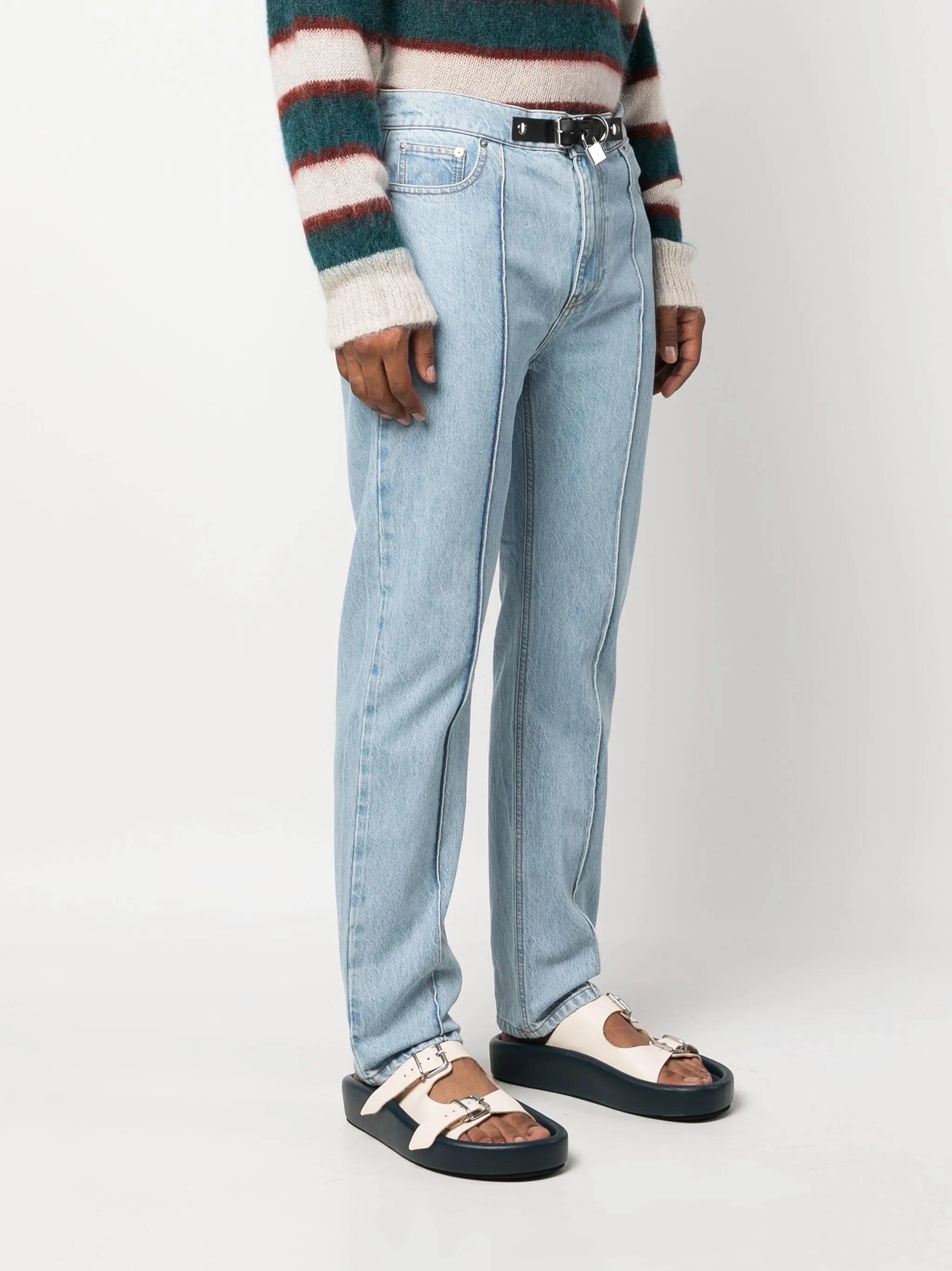 padlock-detail straight-leg jeans