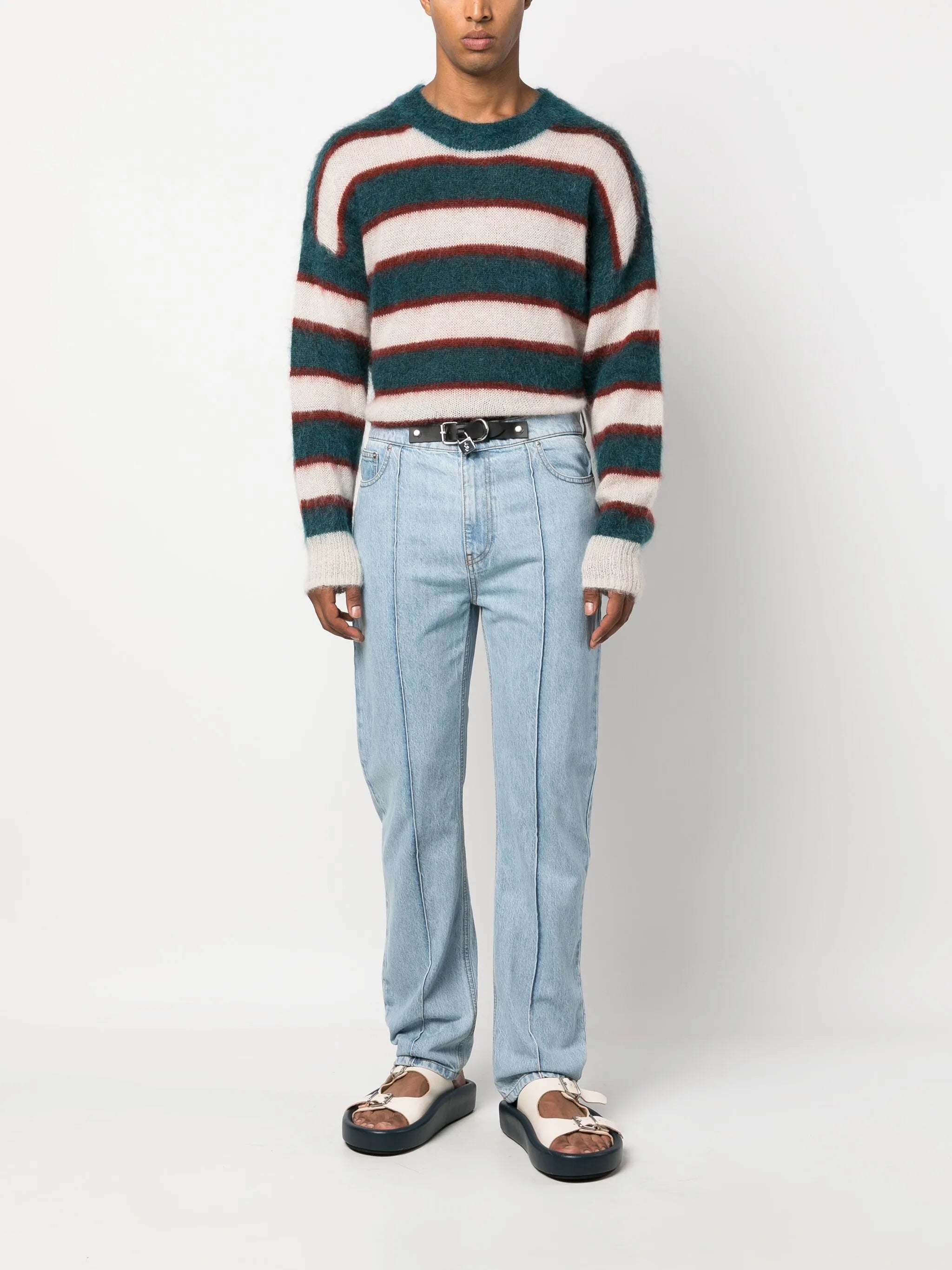 padlock-detail straight-leg jeans