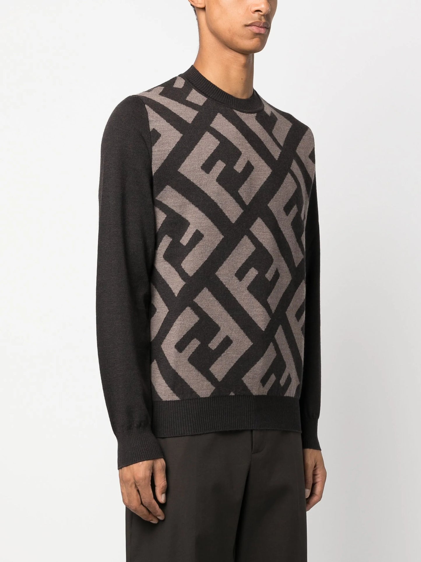 monogram-pattern wool jumper