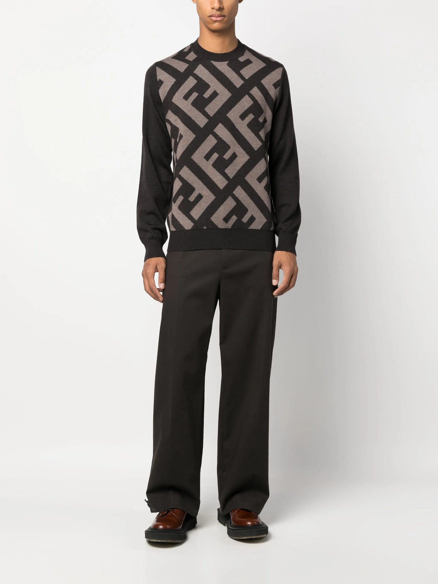 monogram-pattern wool jumper