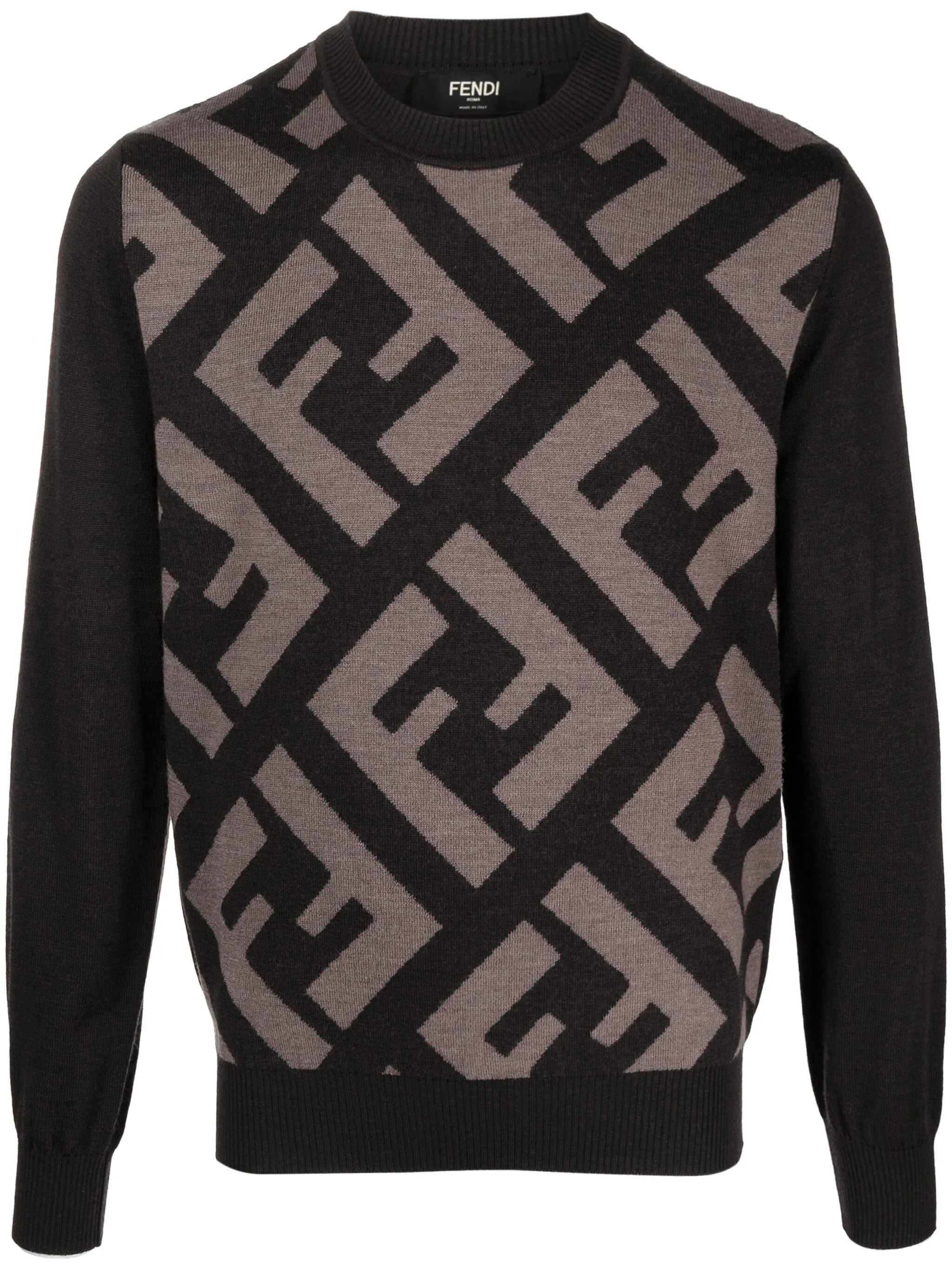 monogram-pattern wool jumper